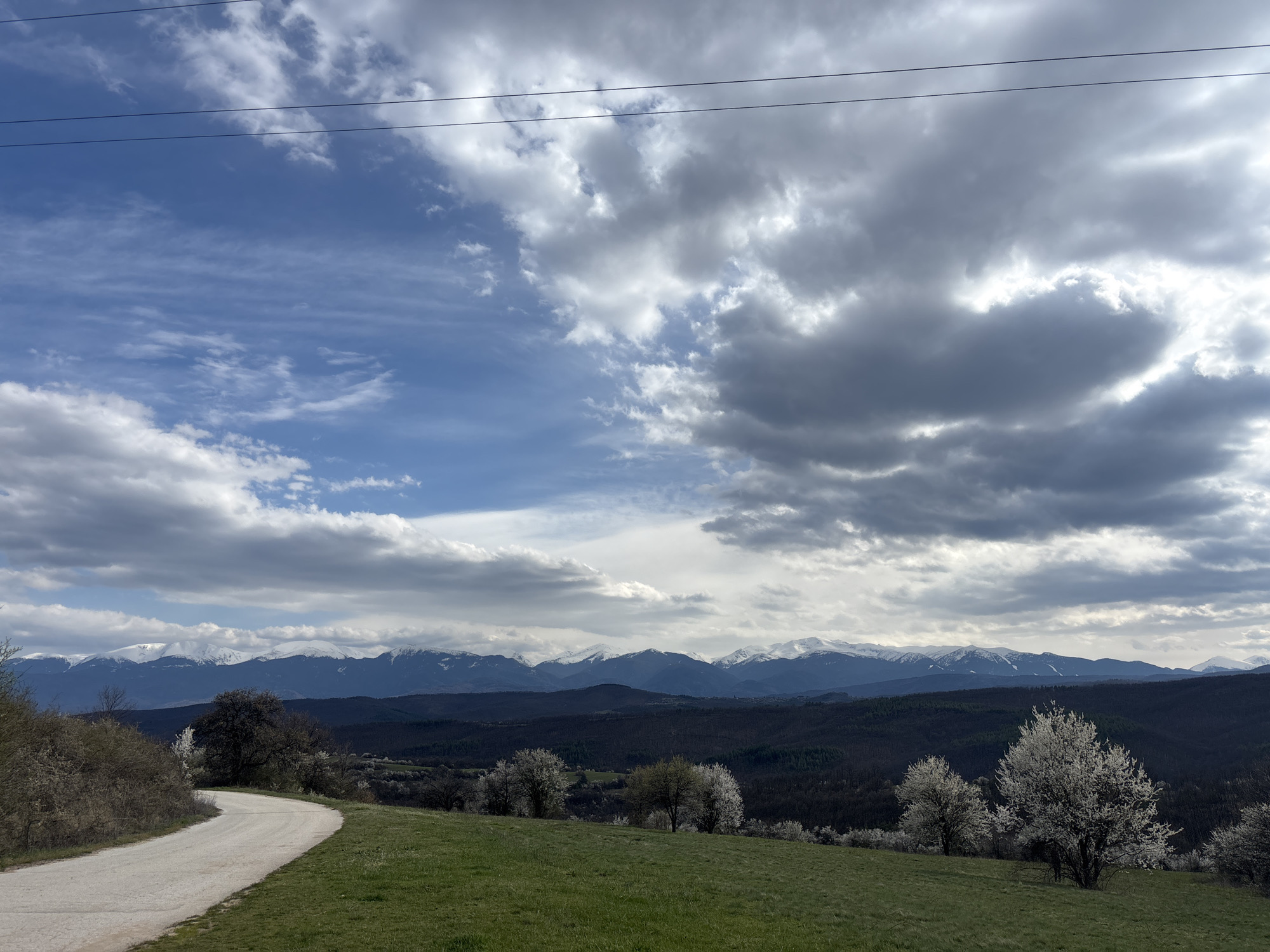 Spring landscape documented along rural road in Ochusha, Bulgaria