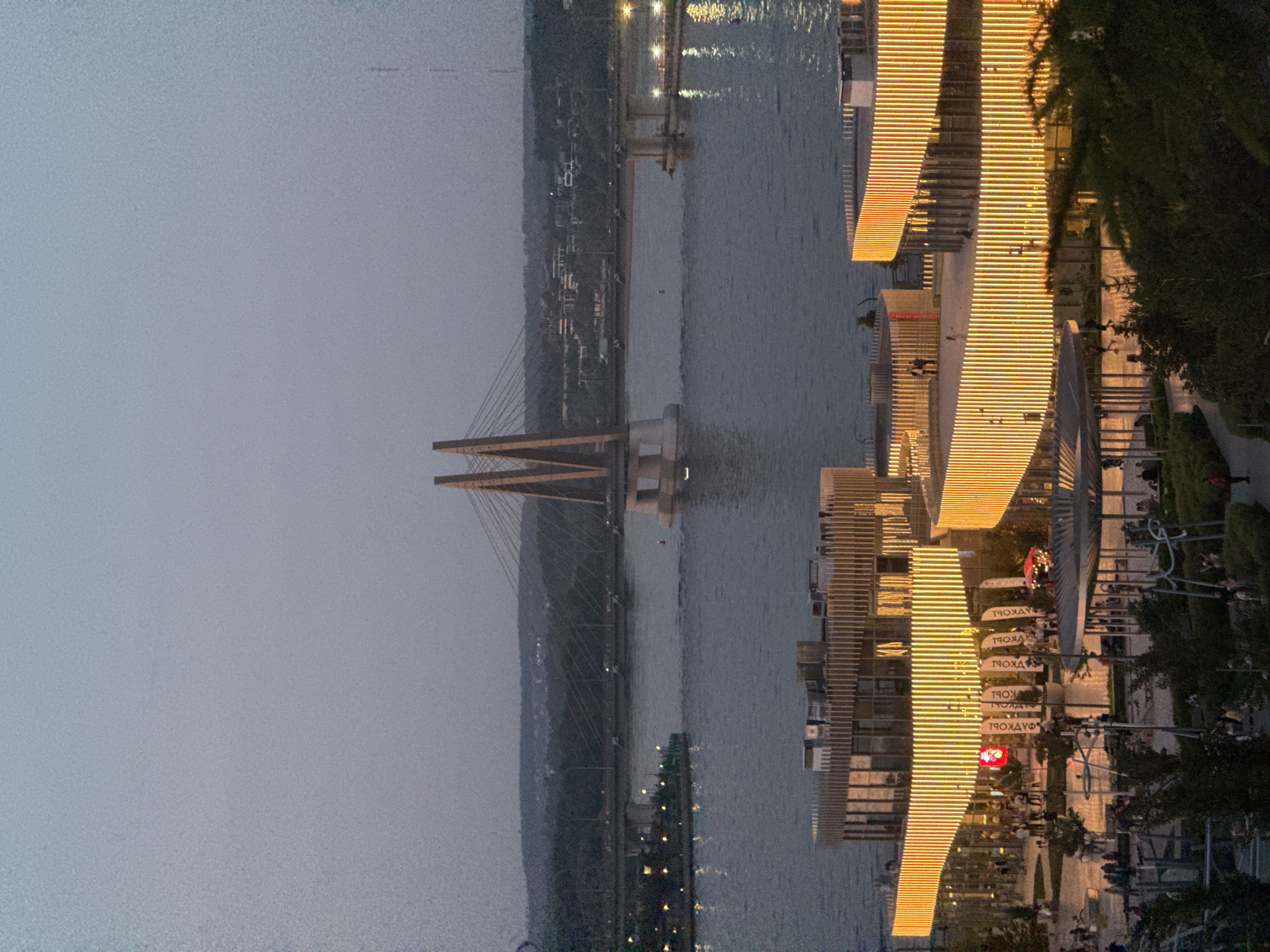 Evening cityscape captured in Kazan featuring Millennium Bridge