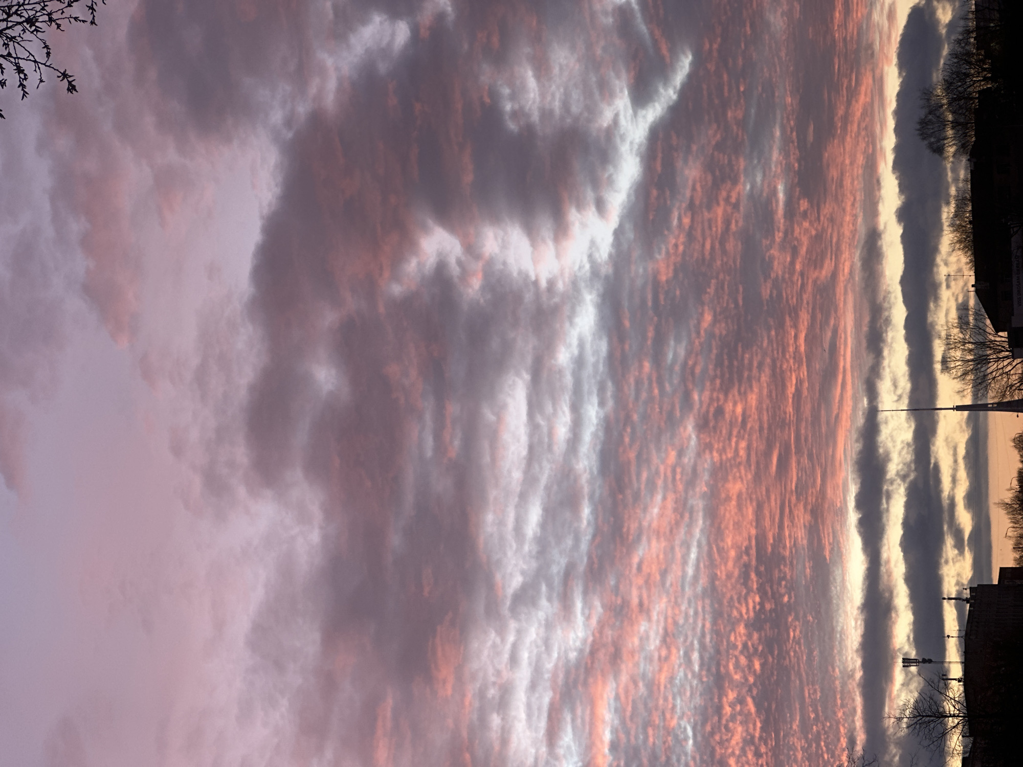 Colorful sunset observed over Riga, Latvia skyline
