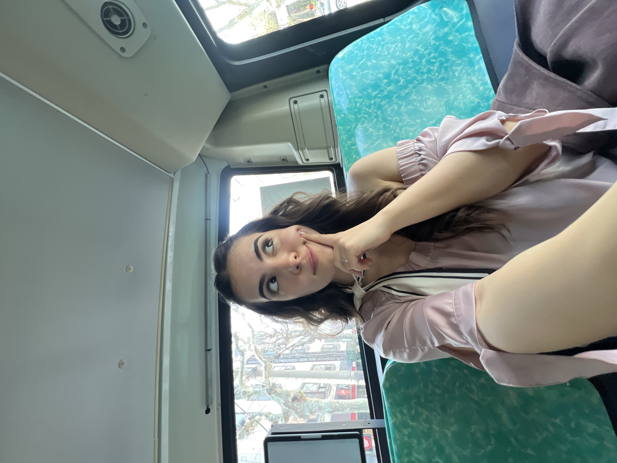 Woman rides Seoul city bus during morning commute