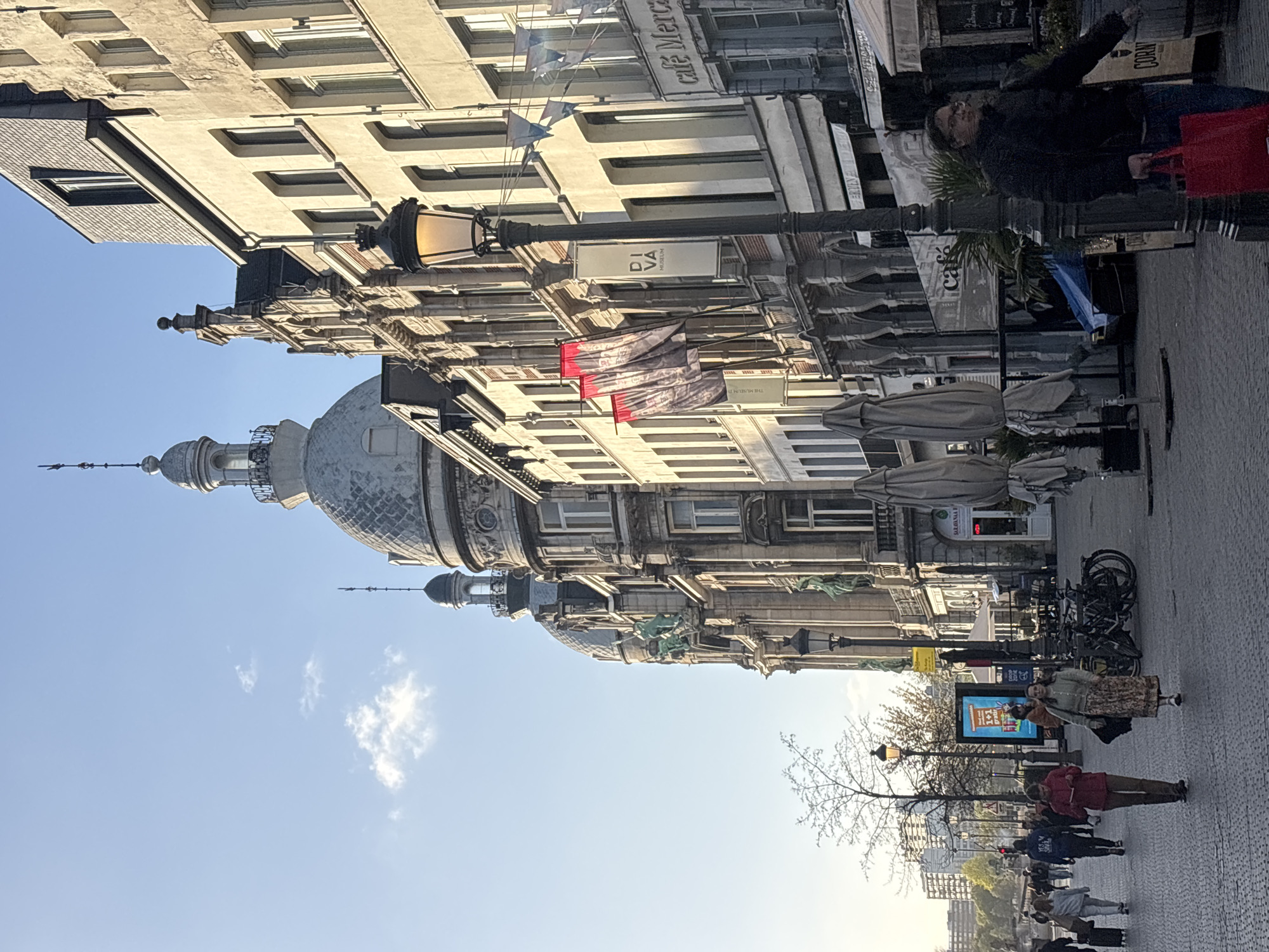 Street scene captured in historic Antwerp architecture district