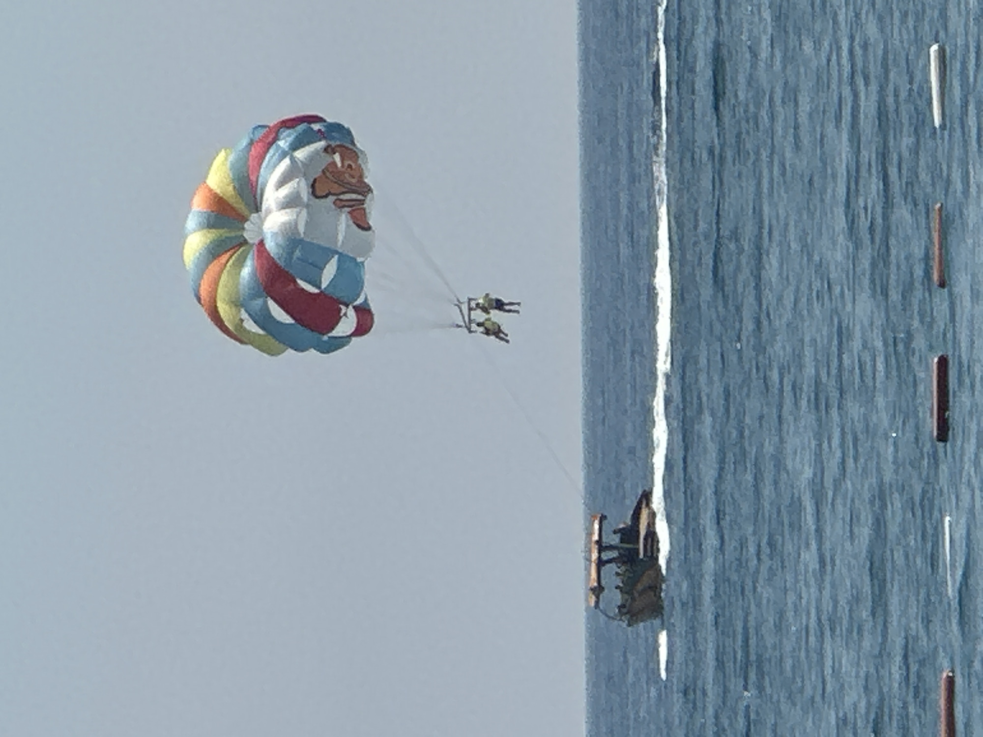 Nemo-themed parasail flies over calm Adriatic waters off Boreti