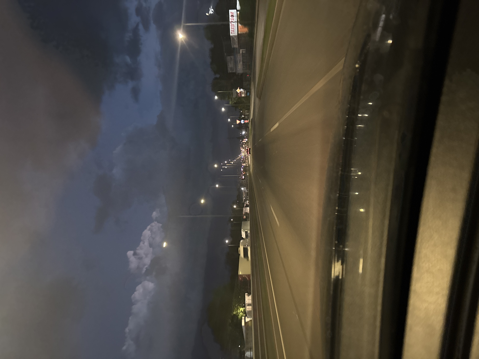 Evening highway traffic recorded in Sofia under stormy skies