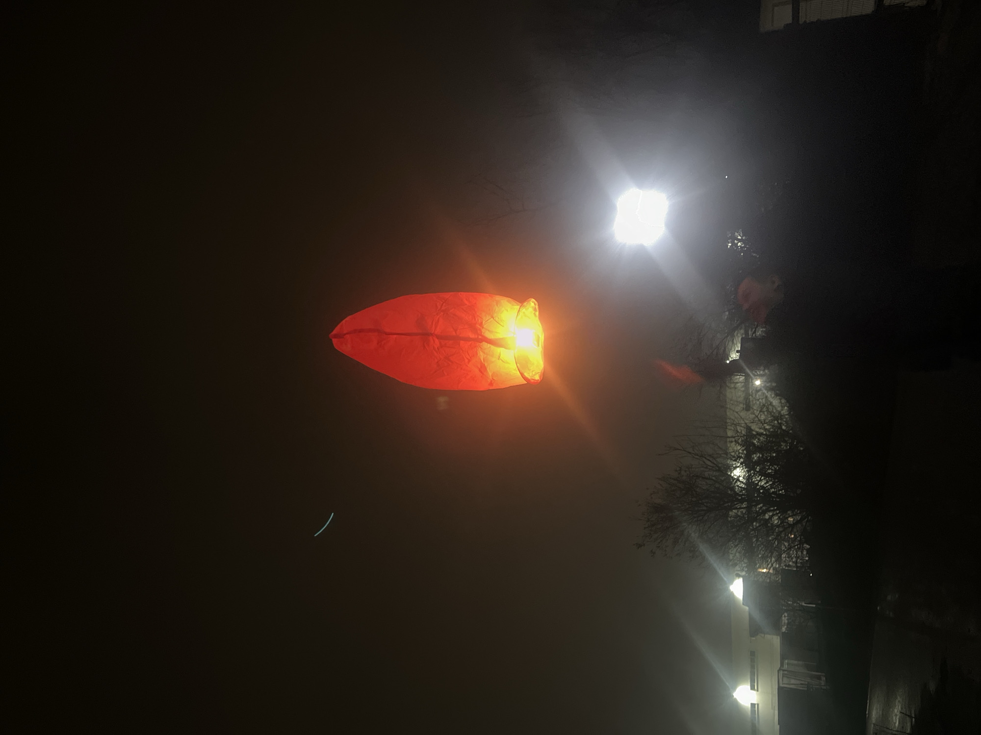 Sky lanterns float over Plovdiv at night