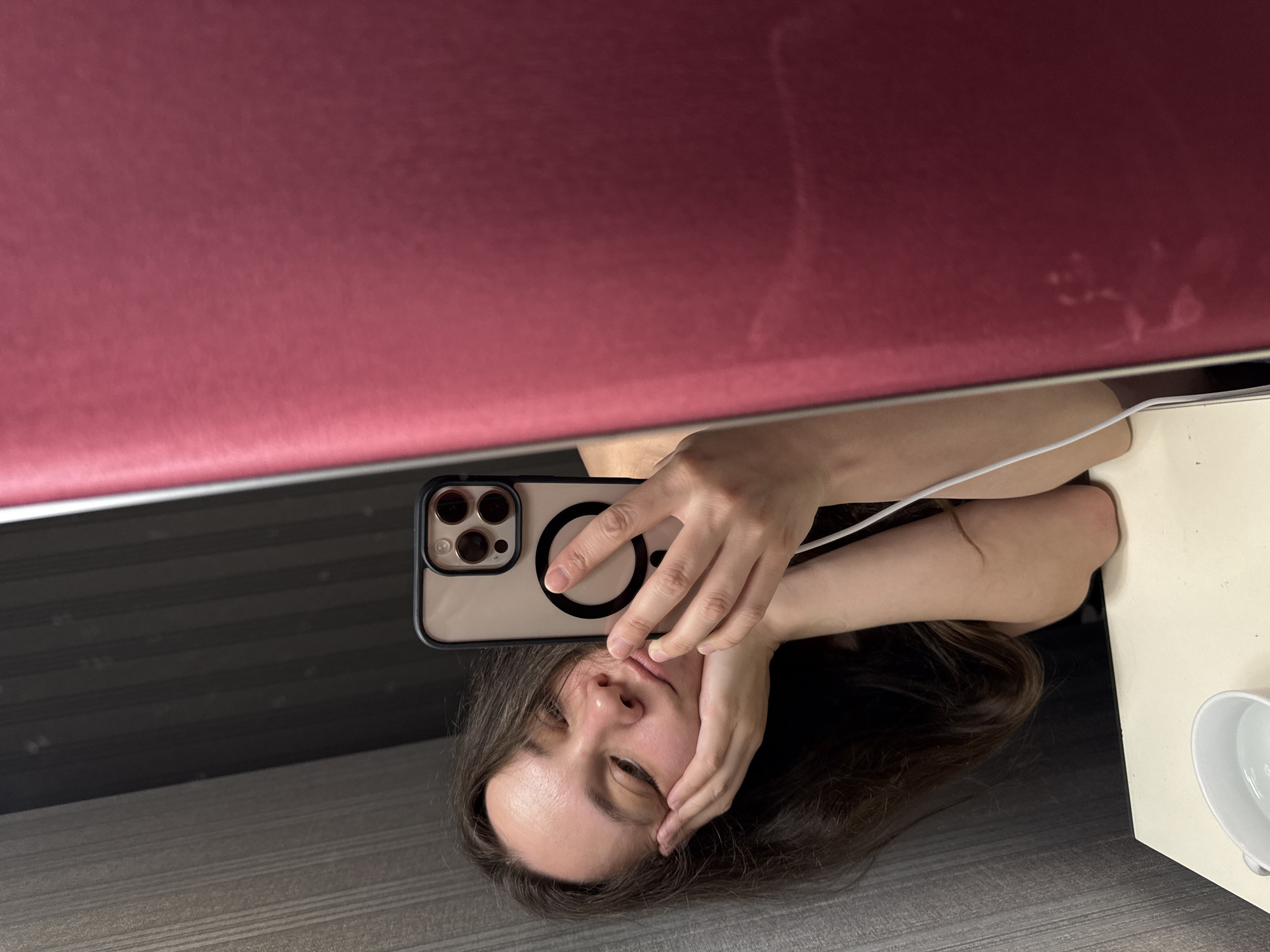 Woman takes mirror selfie in Moscow