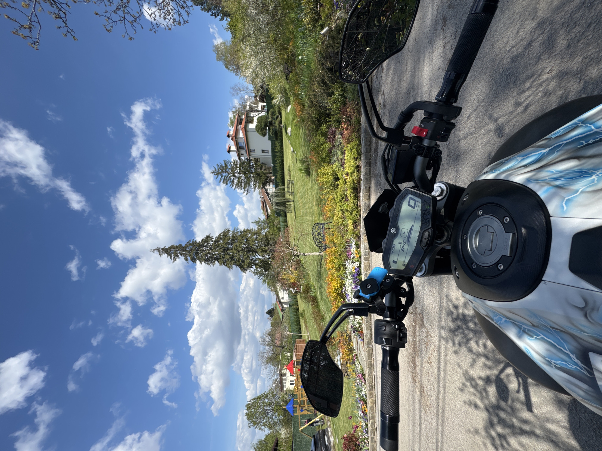 Motorcyclist stops in residential Sofia neighborhood