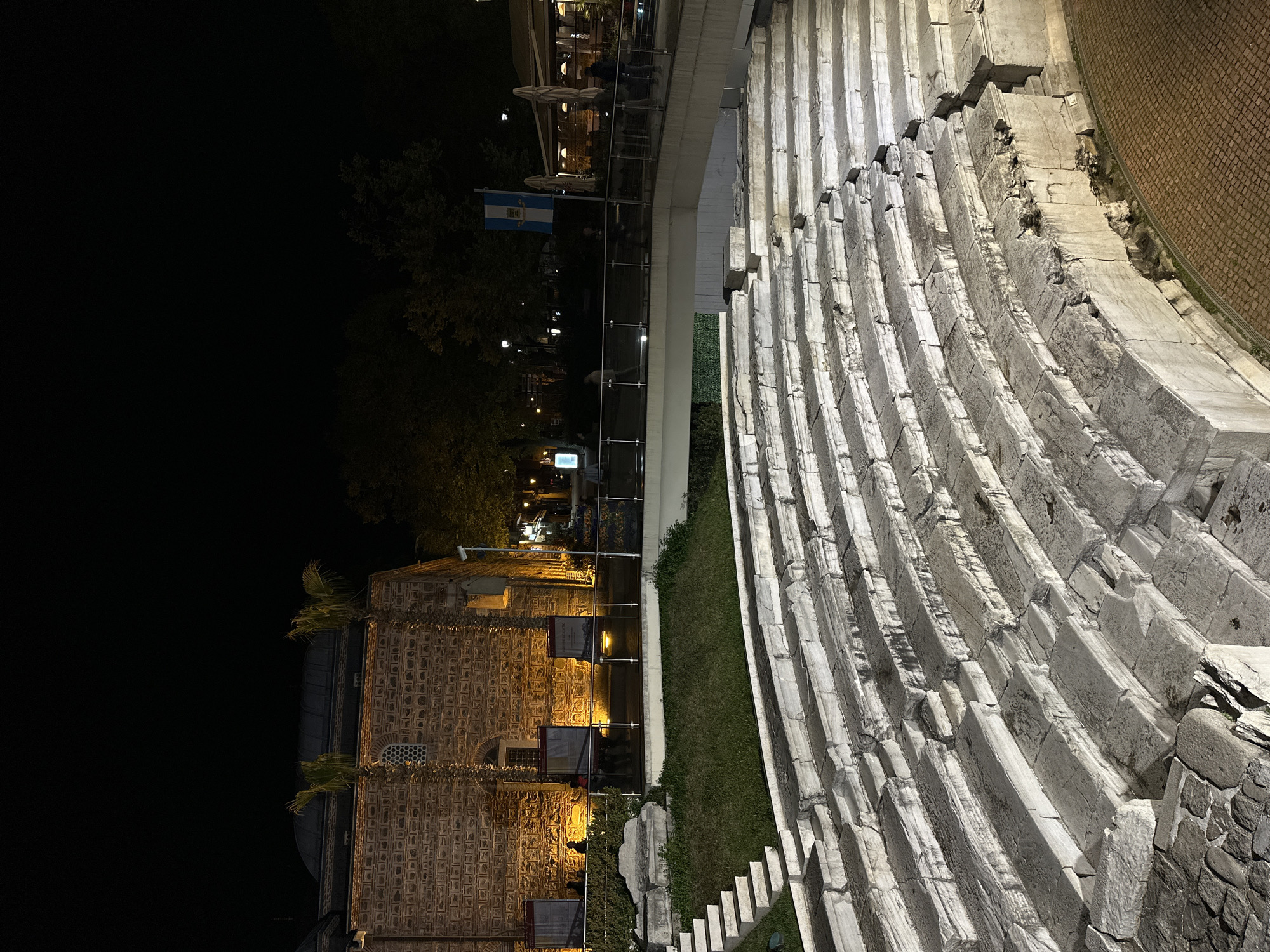 Evening scenes captured around Plovdiv's Roman Theatre district