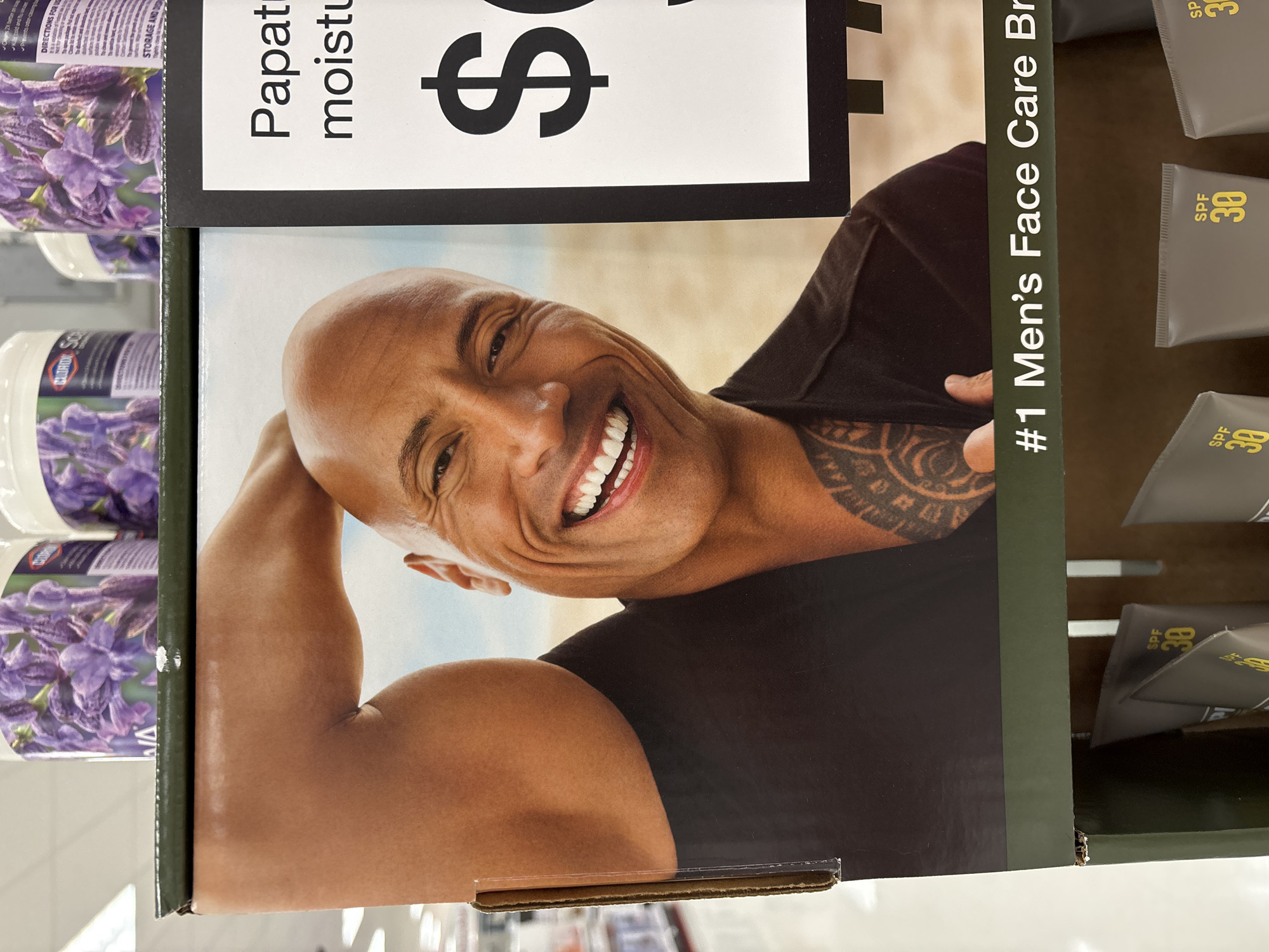 The Rock face care product display spotted in New Jersey