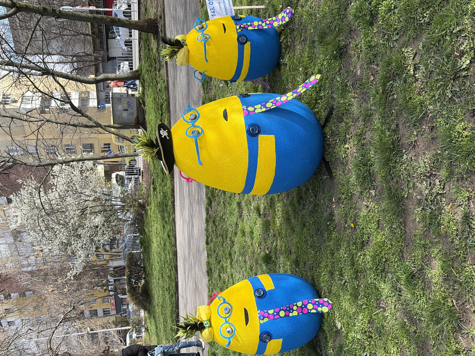 Minion sculptures spotted in outdoor Sofia location
