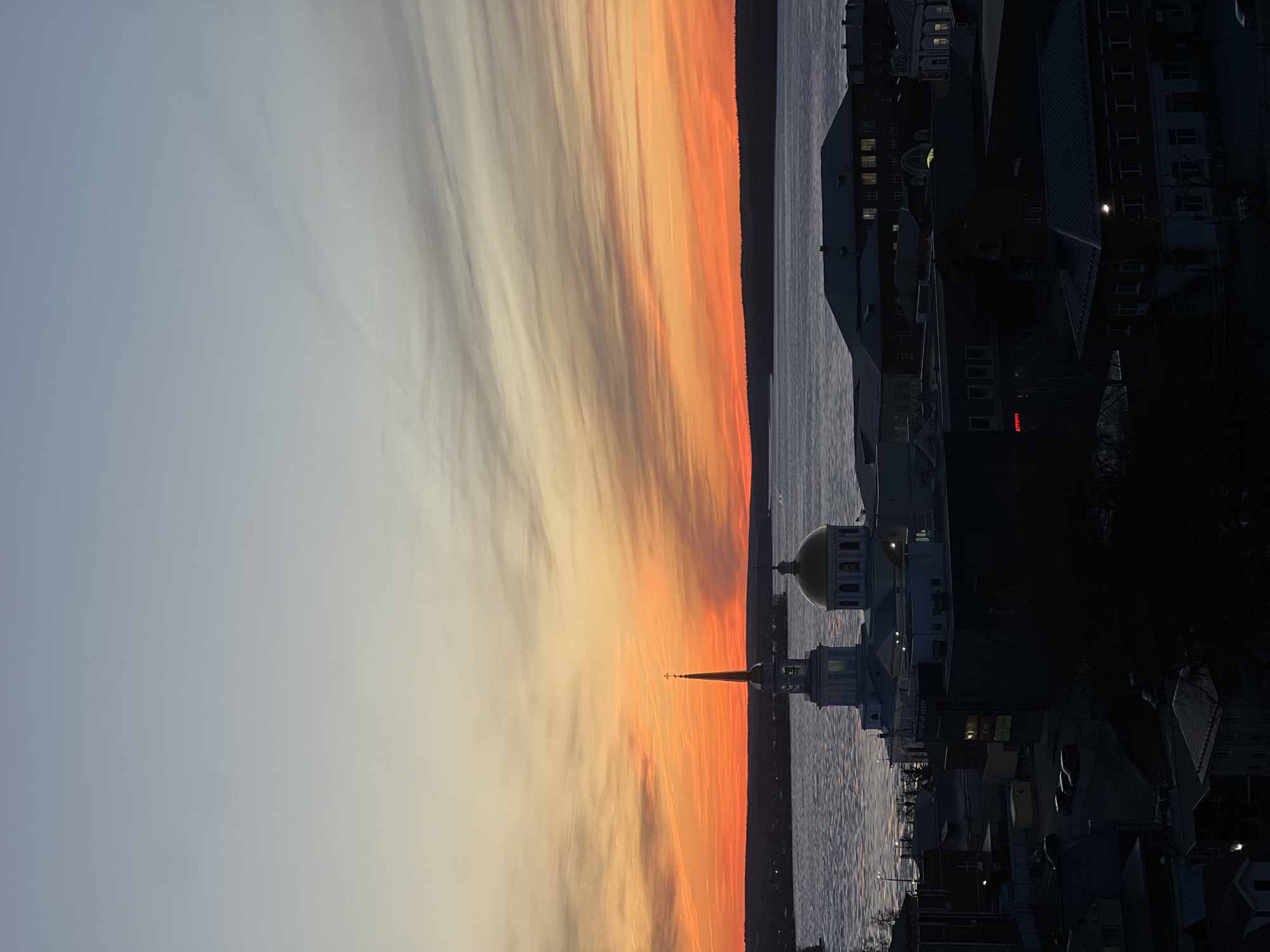 Vibrant sunset captures cityscape over Votkinsk, Russia