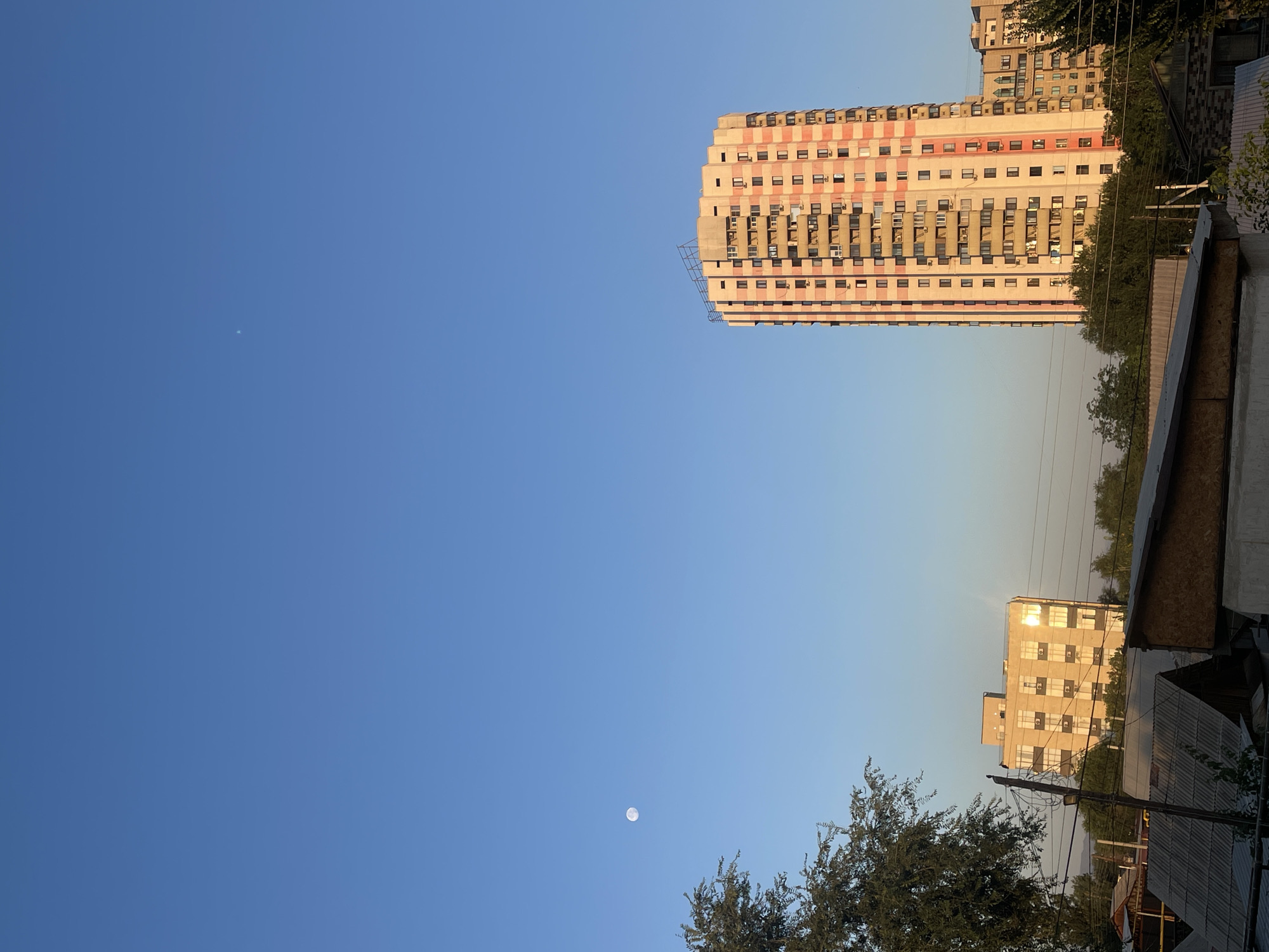 Almaty residential district with active construction and apartment blocks