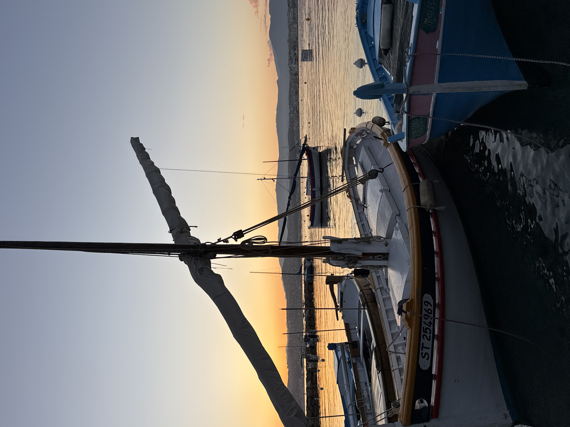 Evening harbor scenes documented in Antibes, France