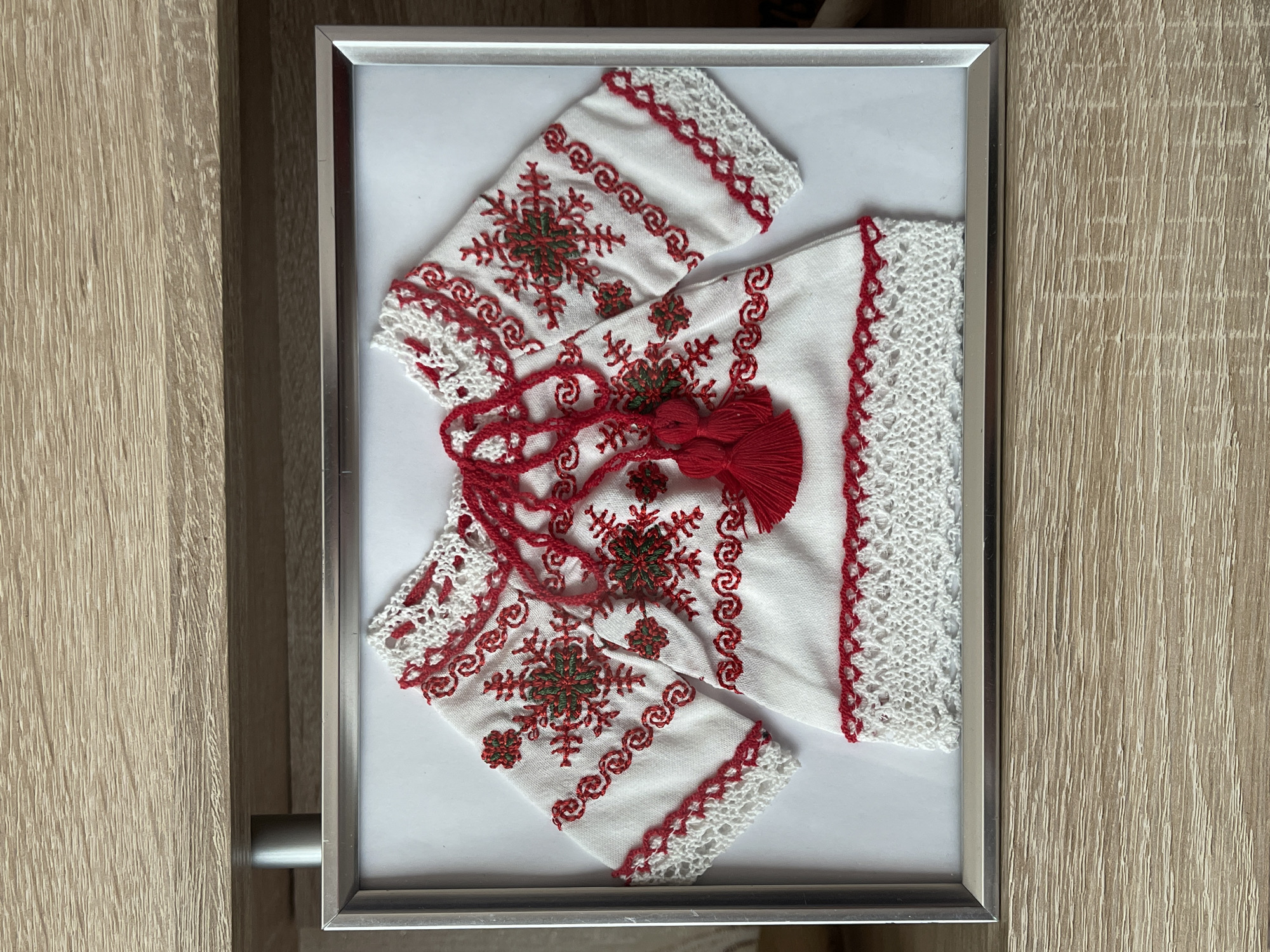 Traditional embroidered textile artwork displayed in Bender, Moldova