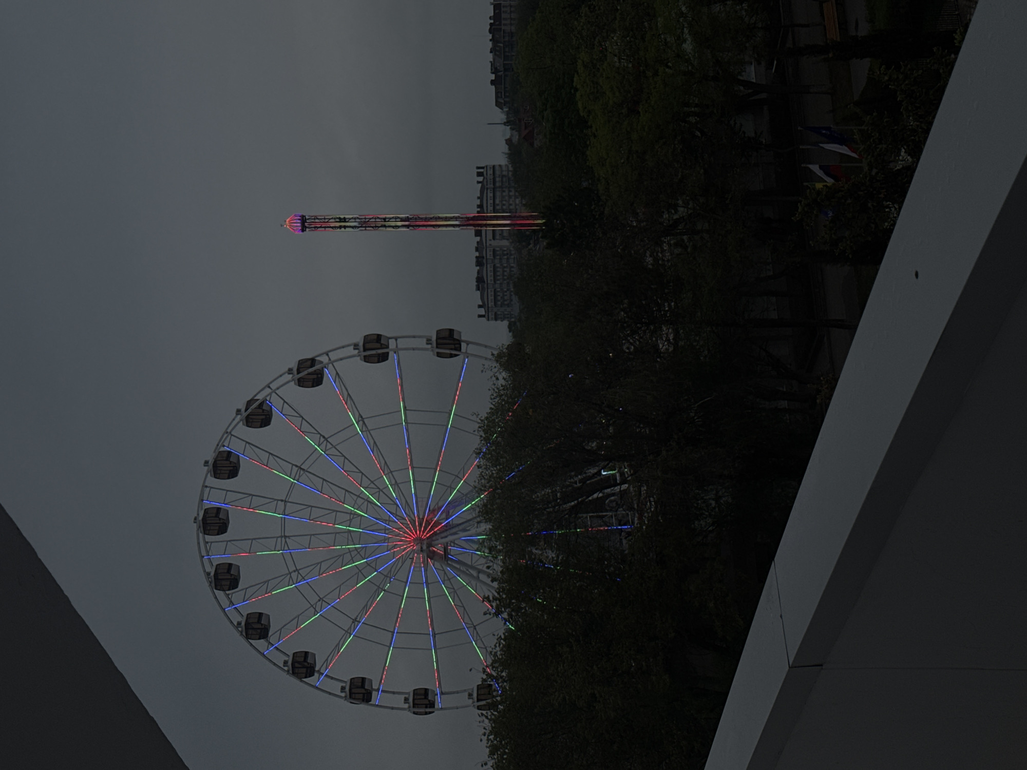 Illuminated amusement park rides observed in Yevpatoriya, Ukraine