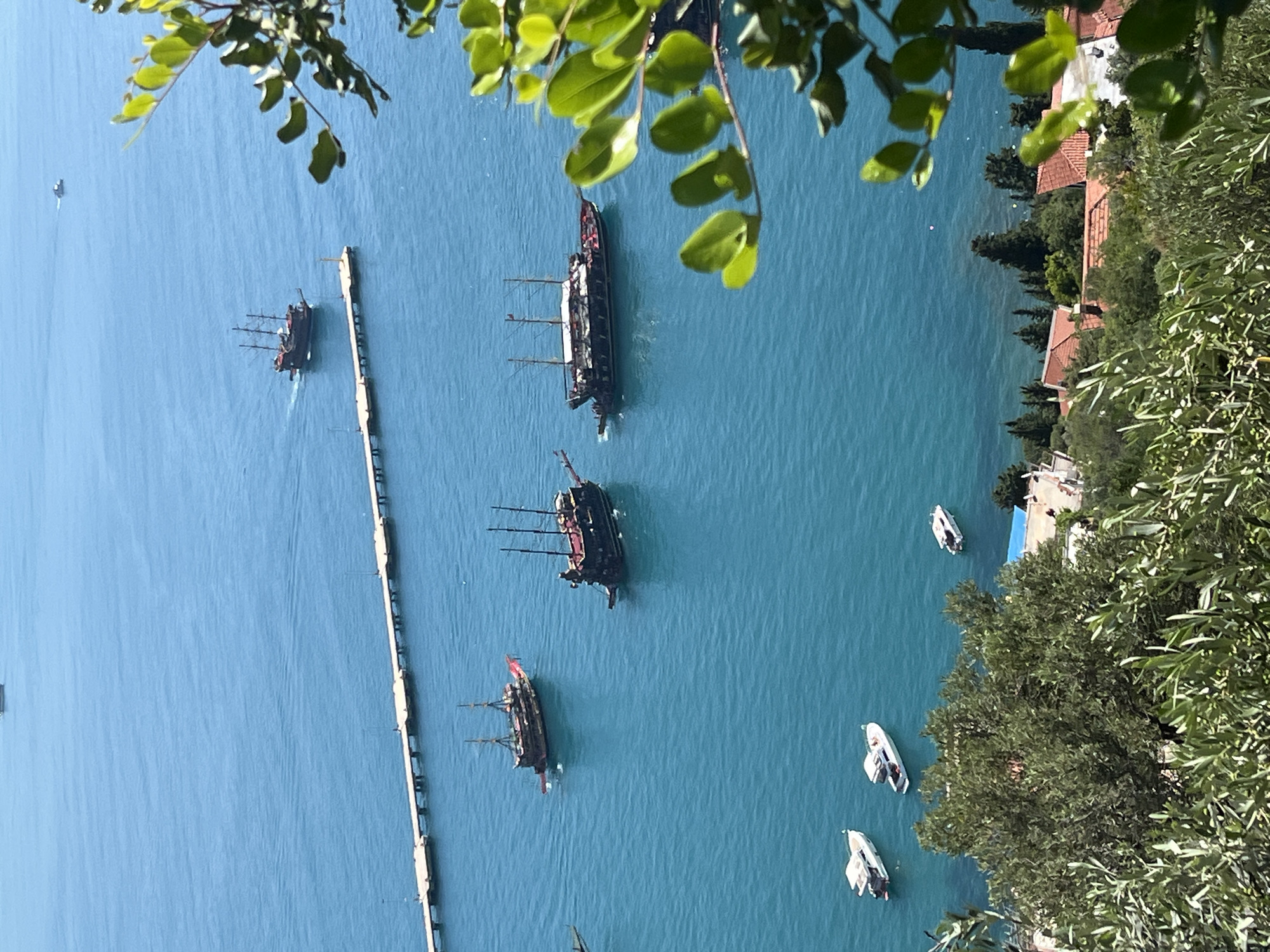 Morning panoramic views captured of Alanya Turkey's coastal harbor