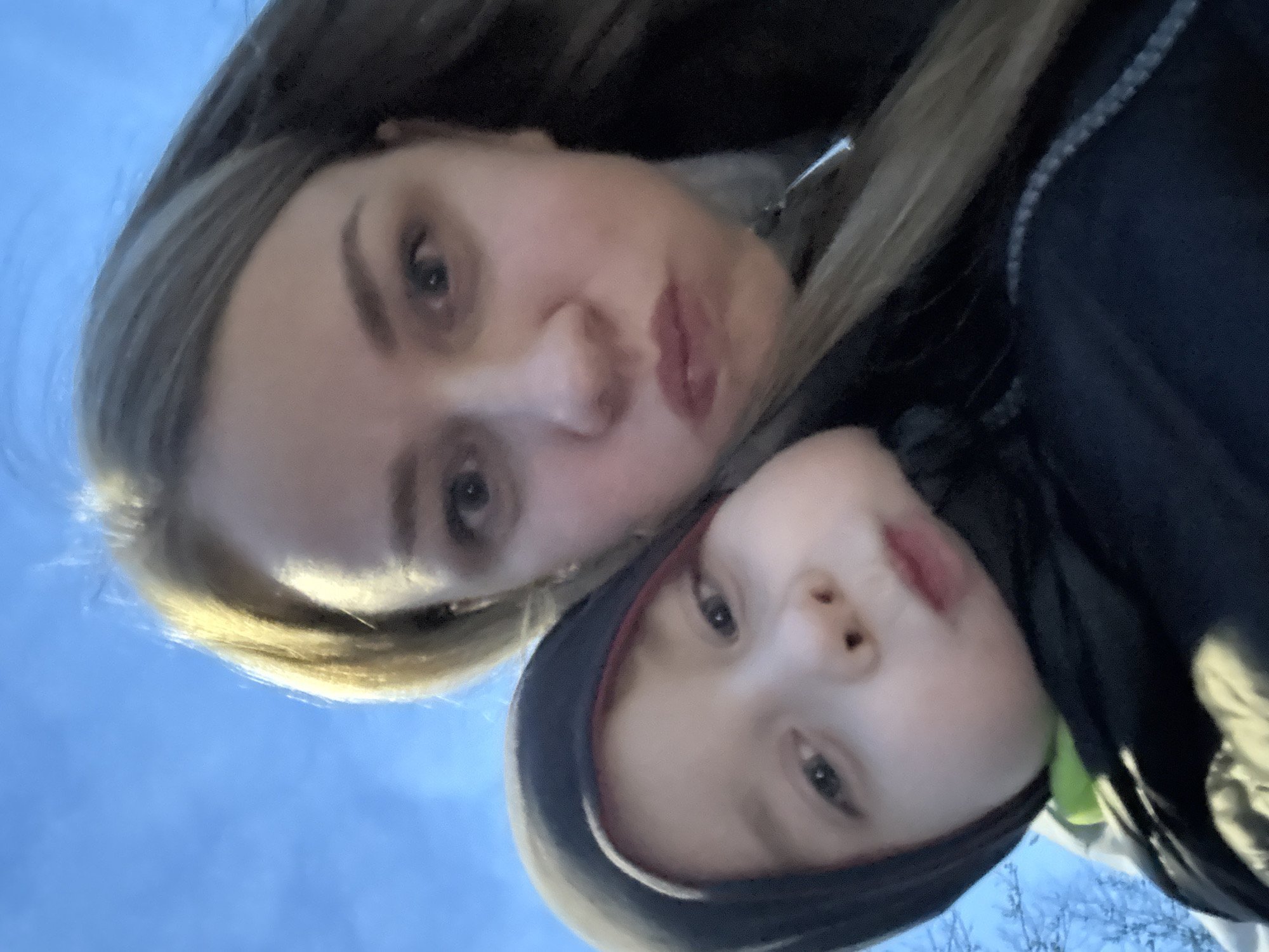 Mother and child share playful selfie moment in Chaikovsky