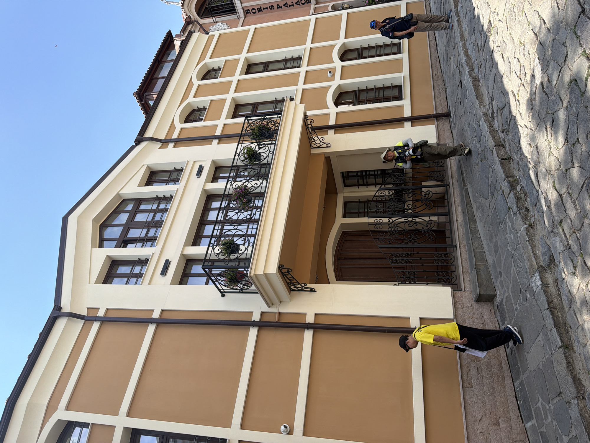Tourist documents walking tour through historic Plovdiv Old Town