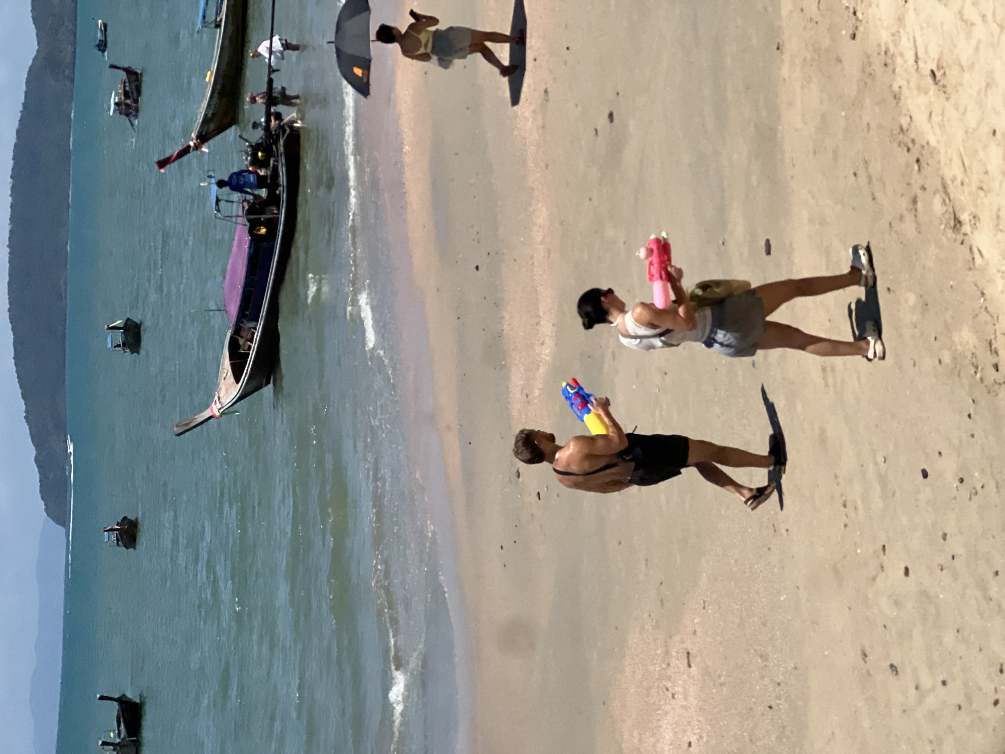 Morning beach scenes captured at Ban Ao Nang, Thailand