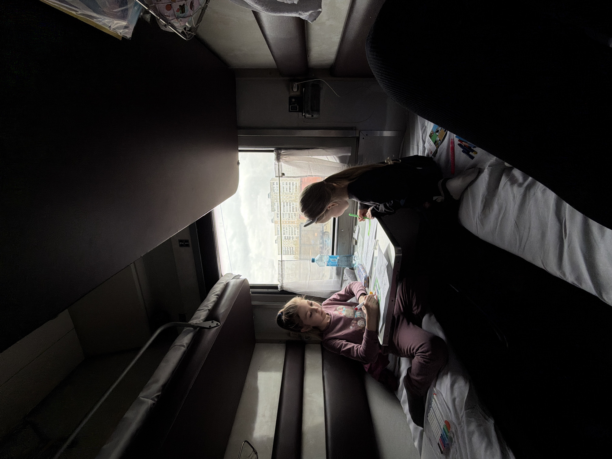Train sleeper compartment interior documented in Moscow