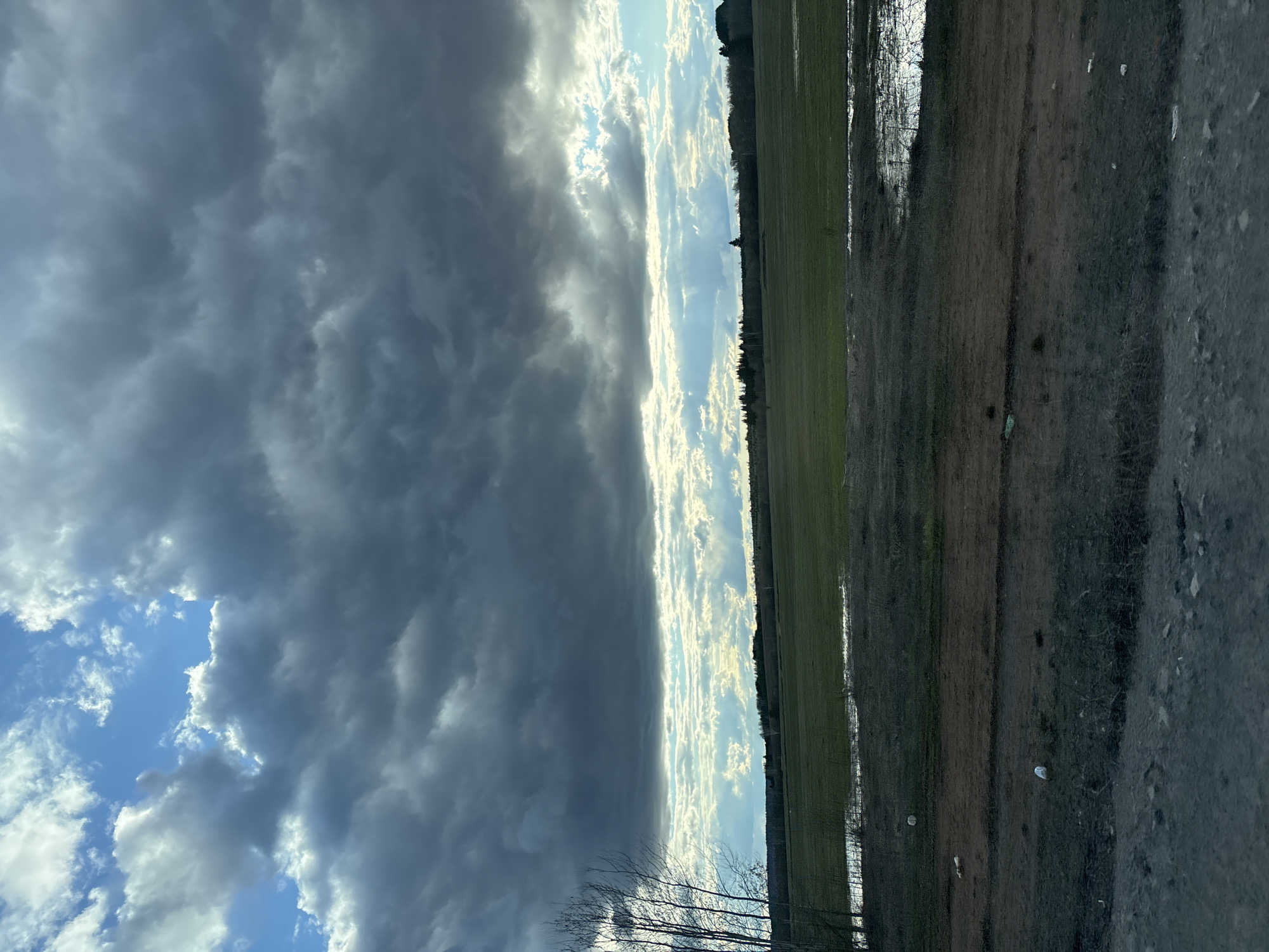 Vehicle travels rural road under dramatic sky in Совхозный