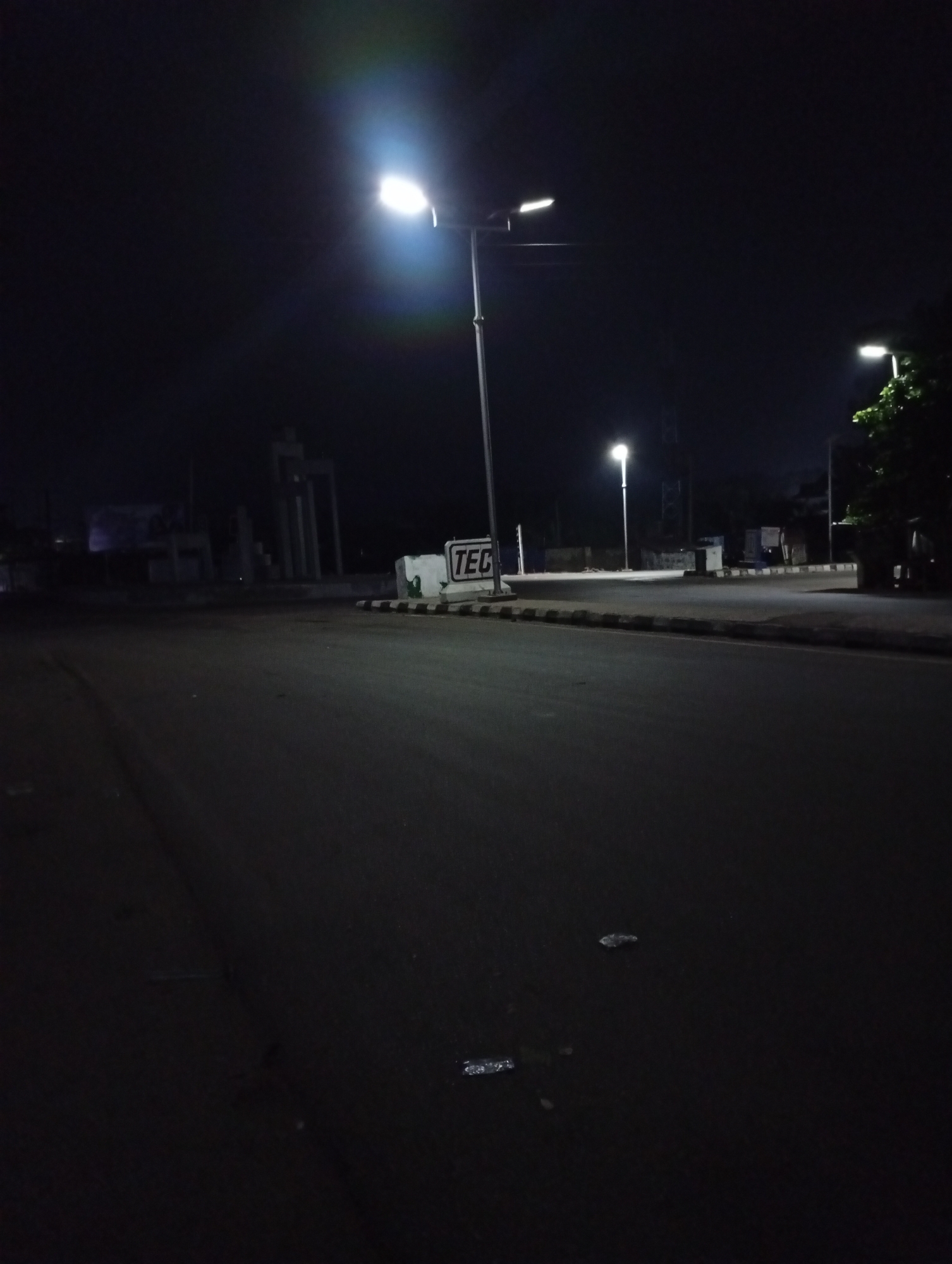 Empty nighttime street scene captured in Adankolo, Nigeria