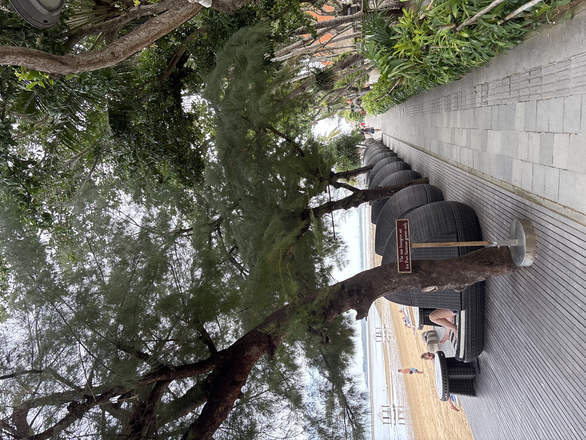 Tourist amenities documented along Denpasar beachfront in morning walkthrough