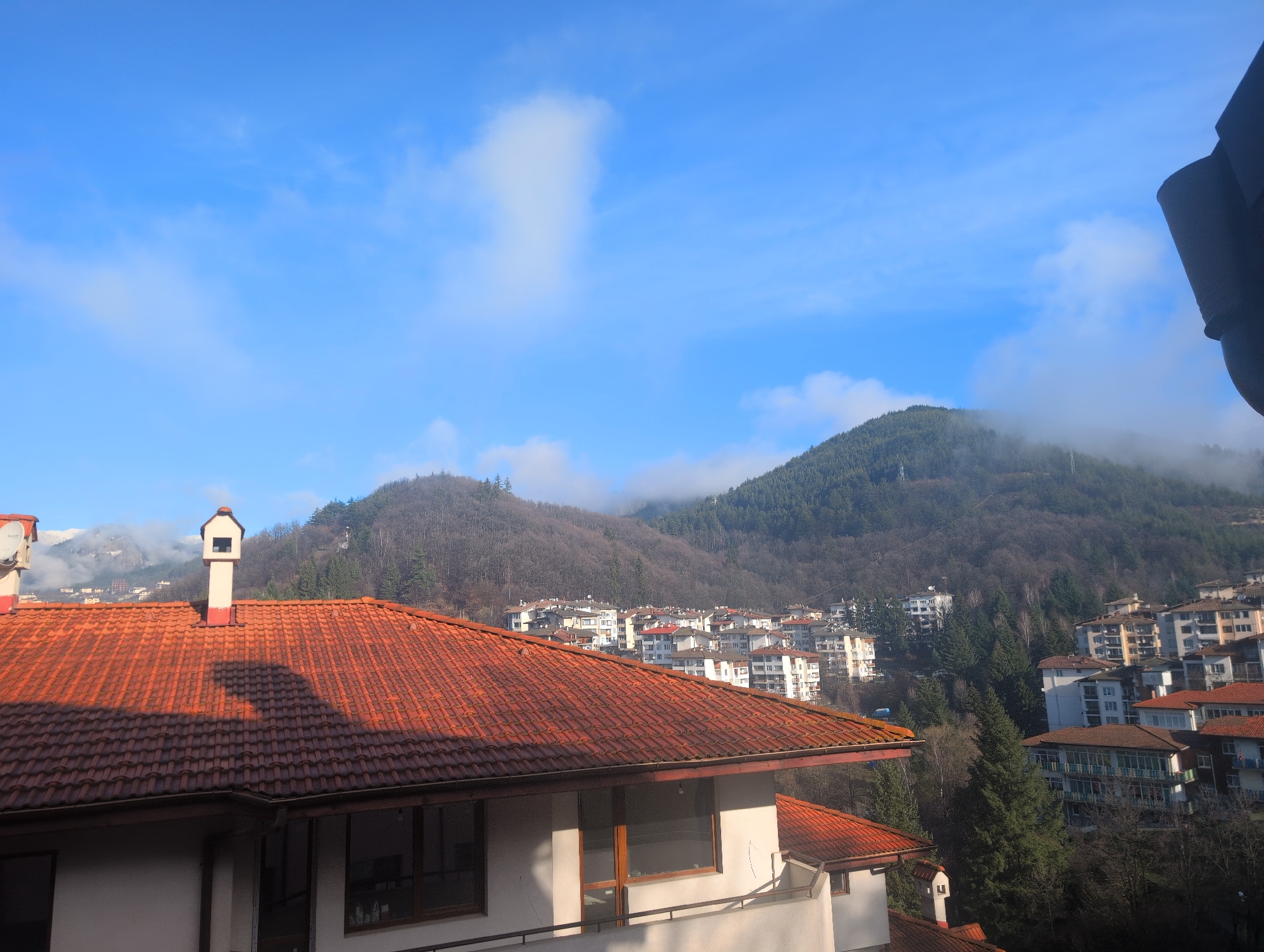 Morning cityscape view captured from elevated position in Smolyan