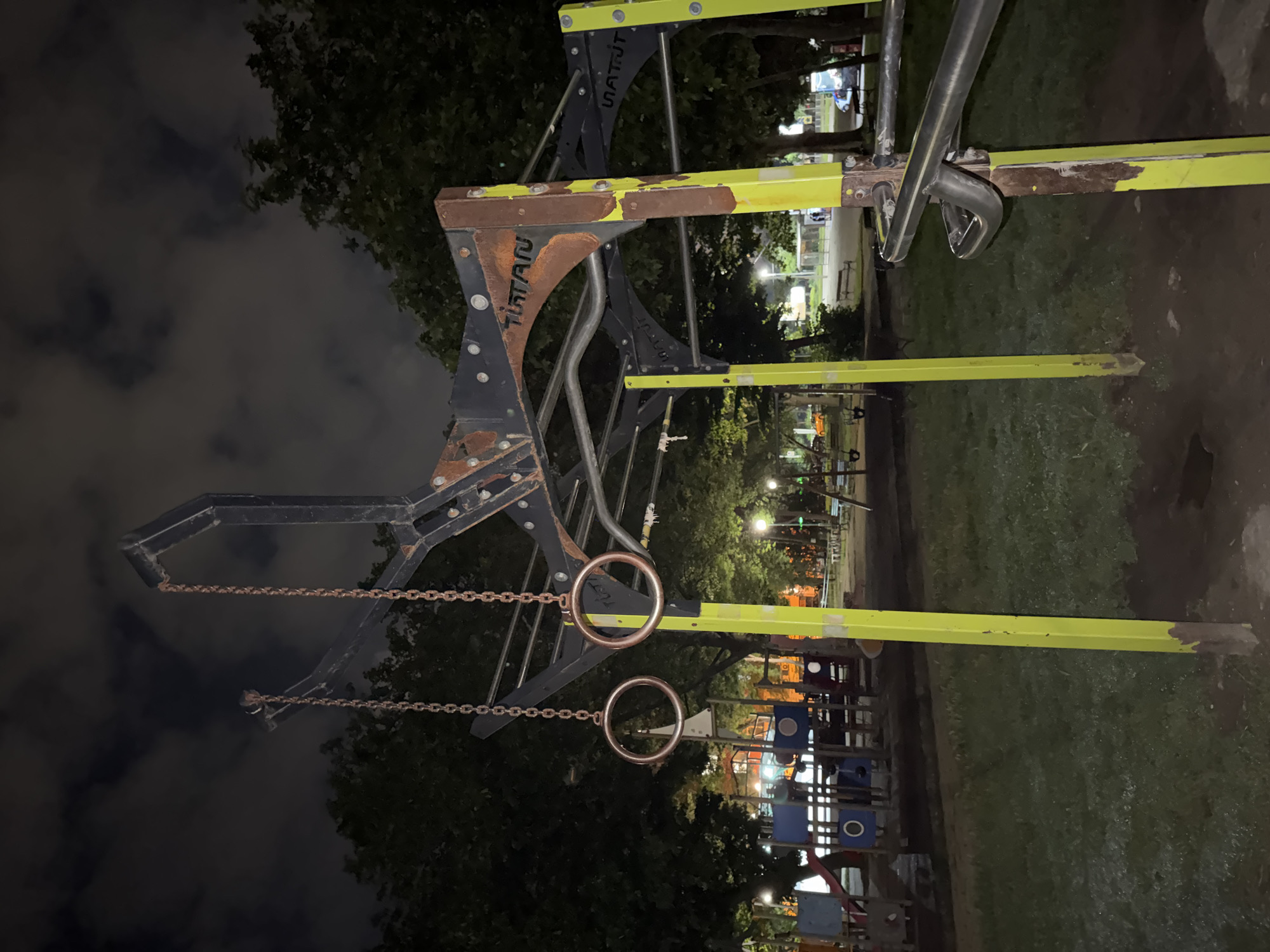 Nighttime outdoor fitness facility observed in Plovdiv park