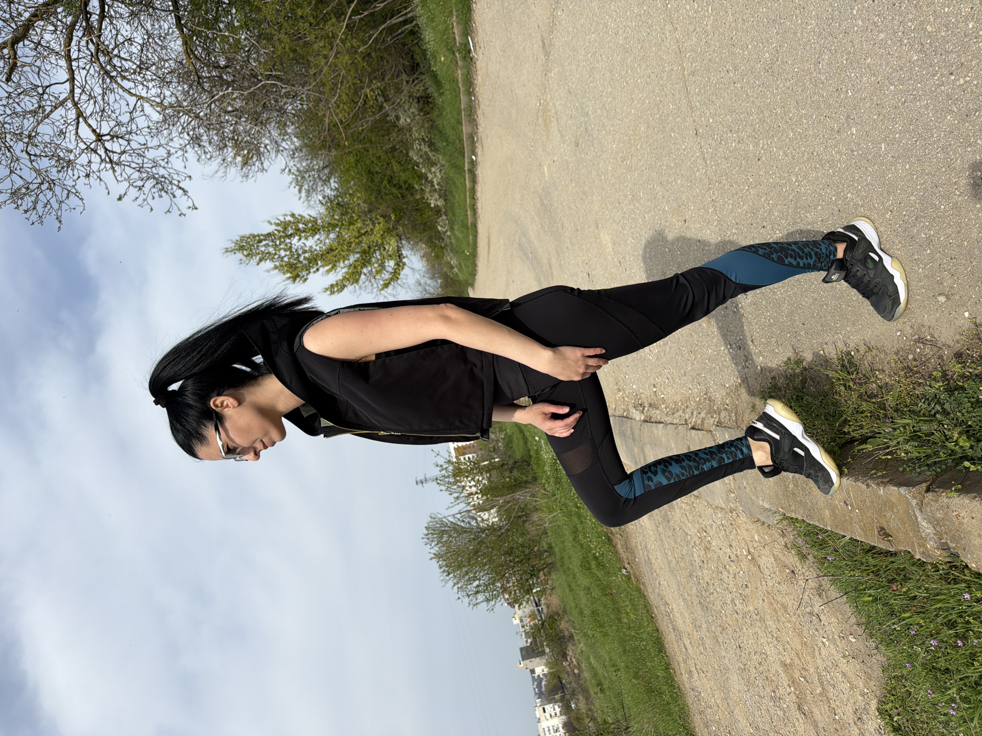 Woman in athletic wear spotted on path in Pleven