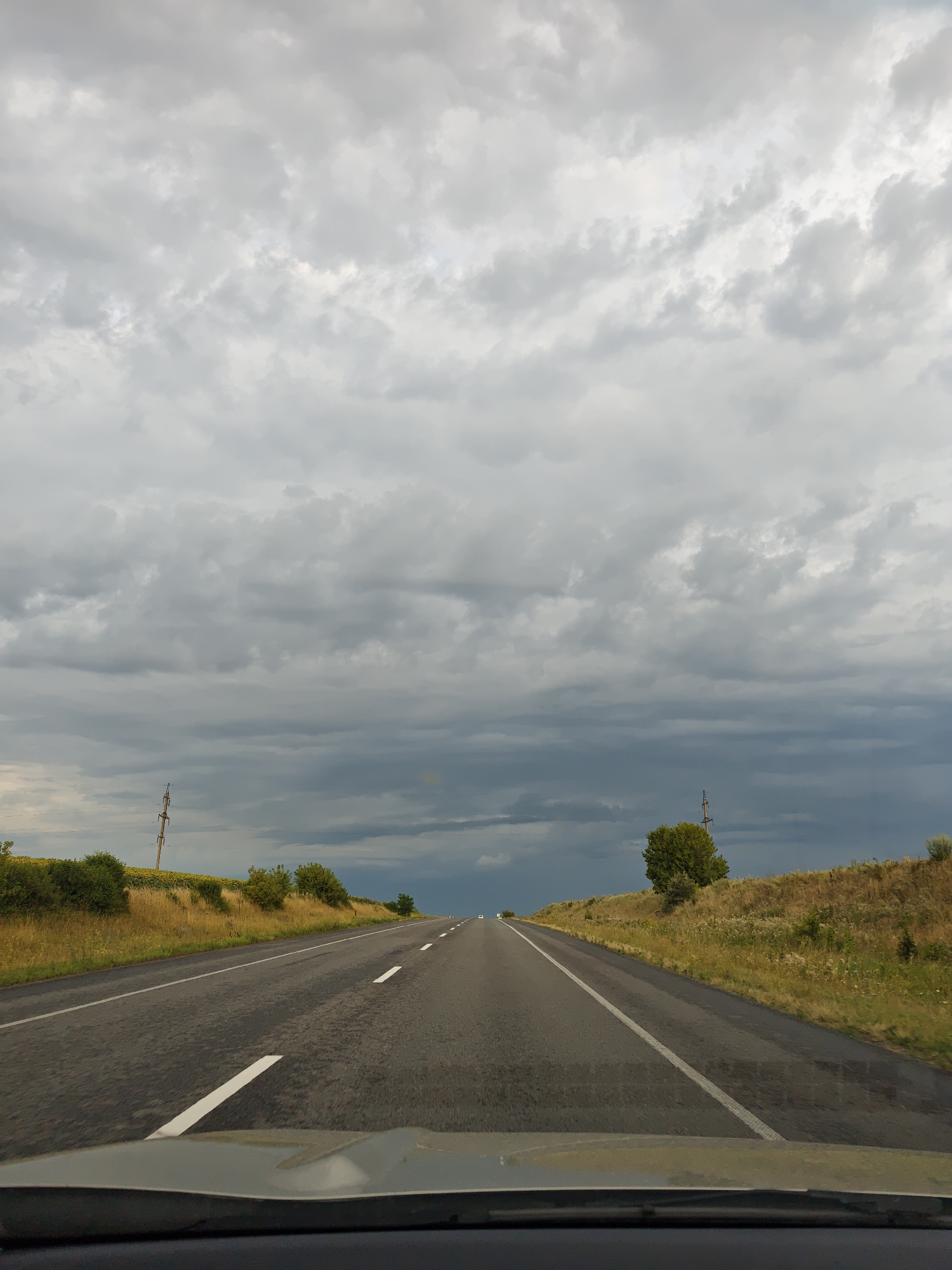 Open road stretching to the horizon in rural Ukraine