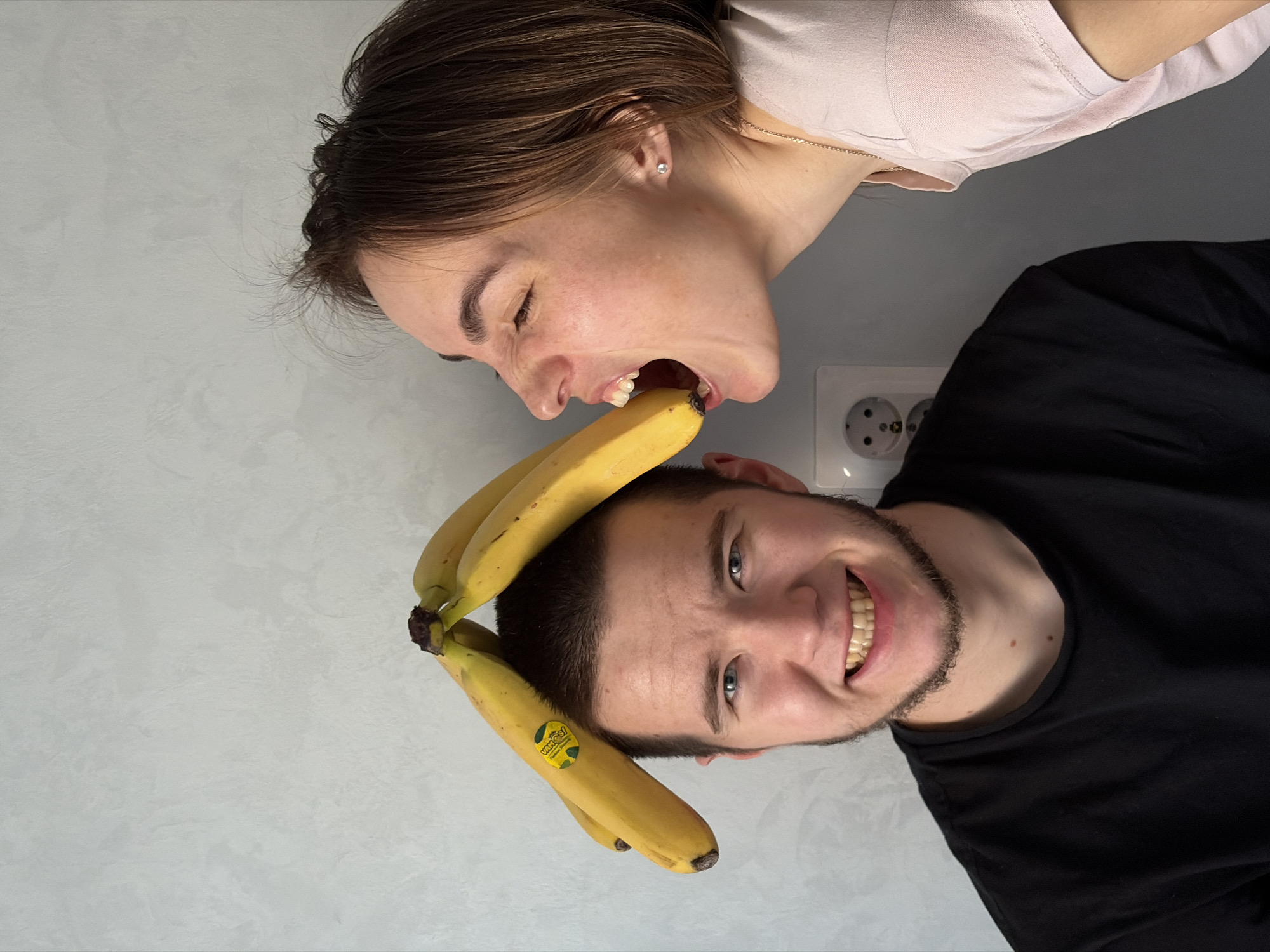 Late-night banana photo session captured in Sarapul apartment