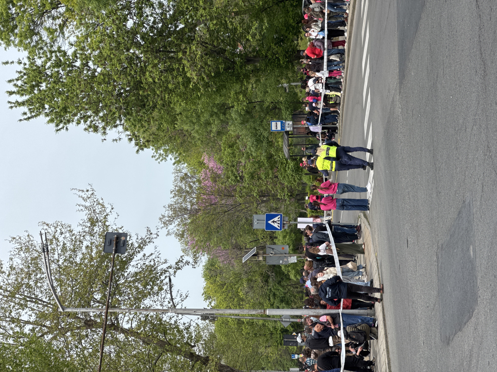 Crowd gathers behind barriers for event in Burgas, Bulgaria
