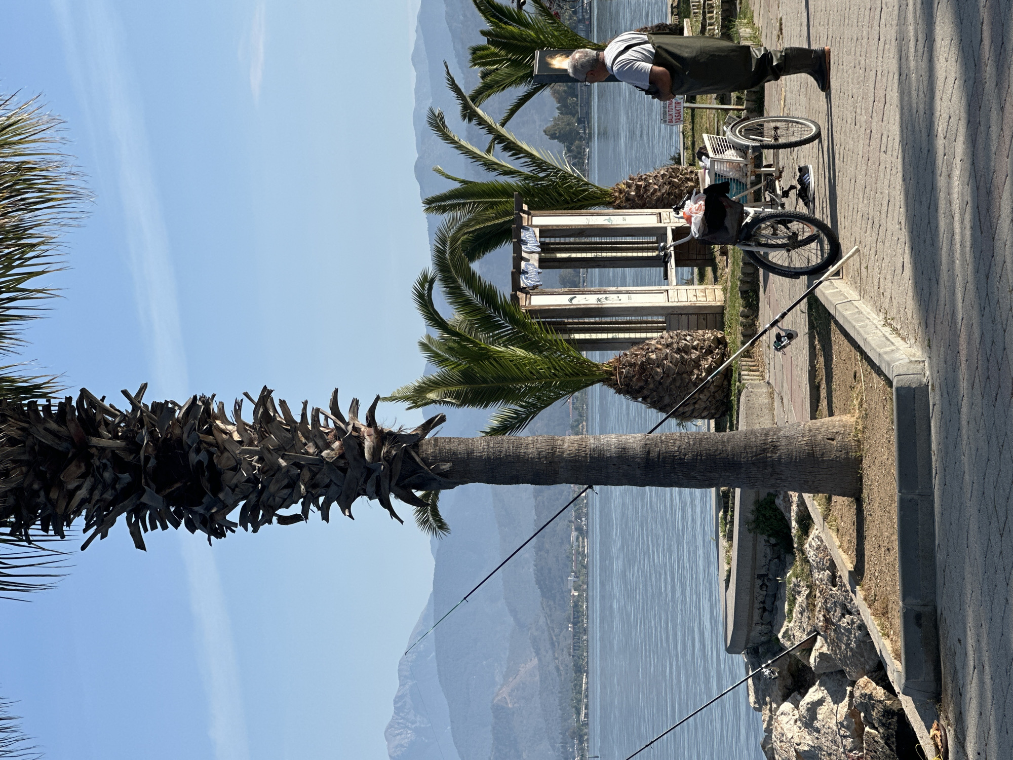 Fisherman tends equipment at Fethiye marina early morning