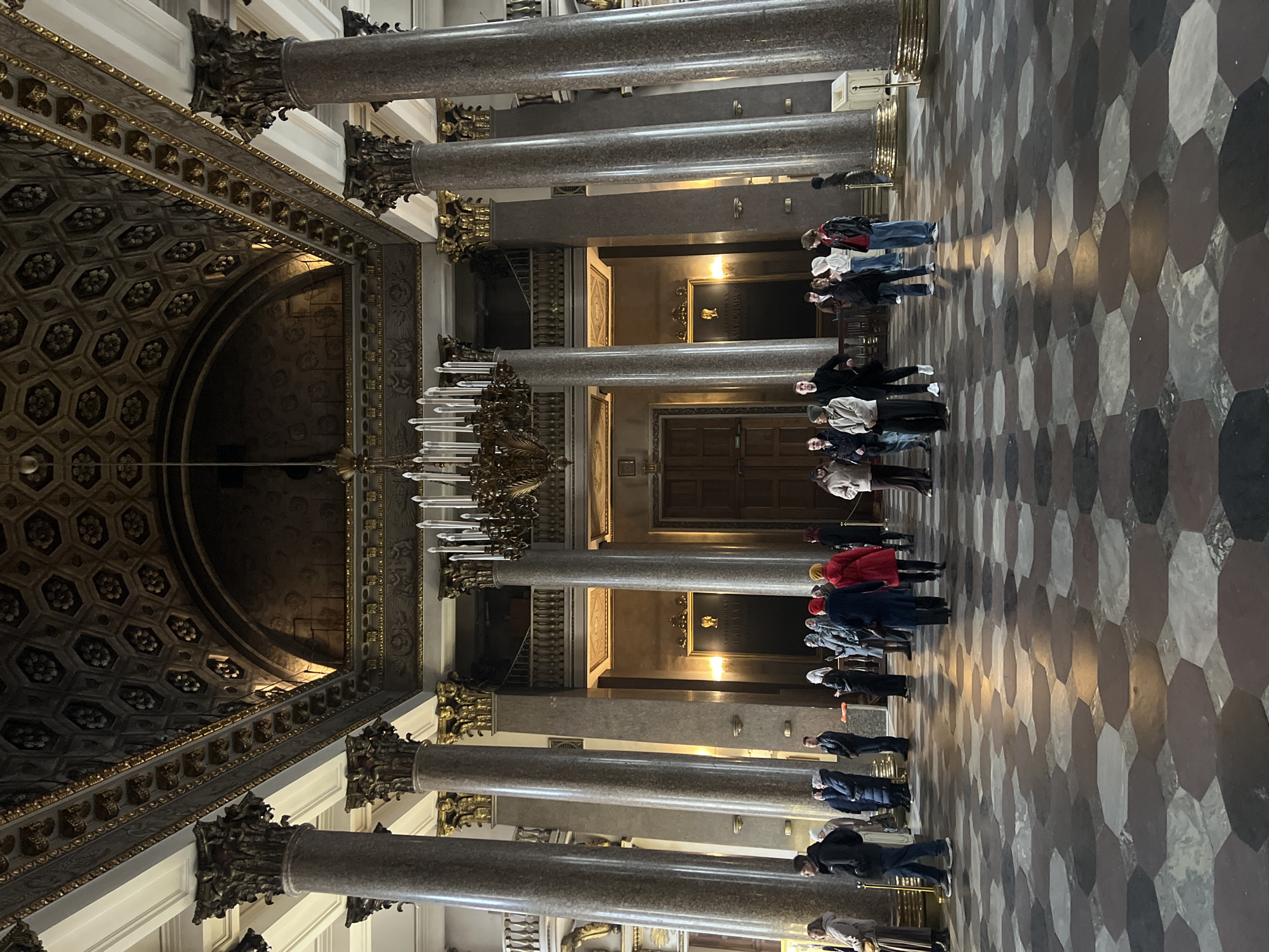 Tourists visit ornate Saint Isaac's Cathedral in Saint Petersburg