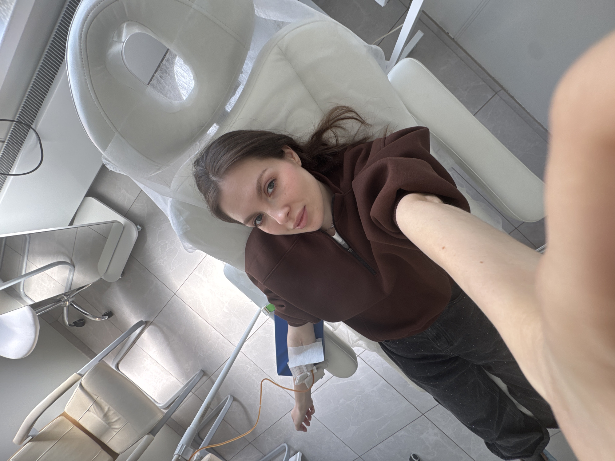 Woman receives IV treatment at Moscow medical facility