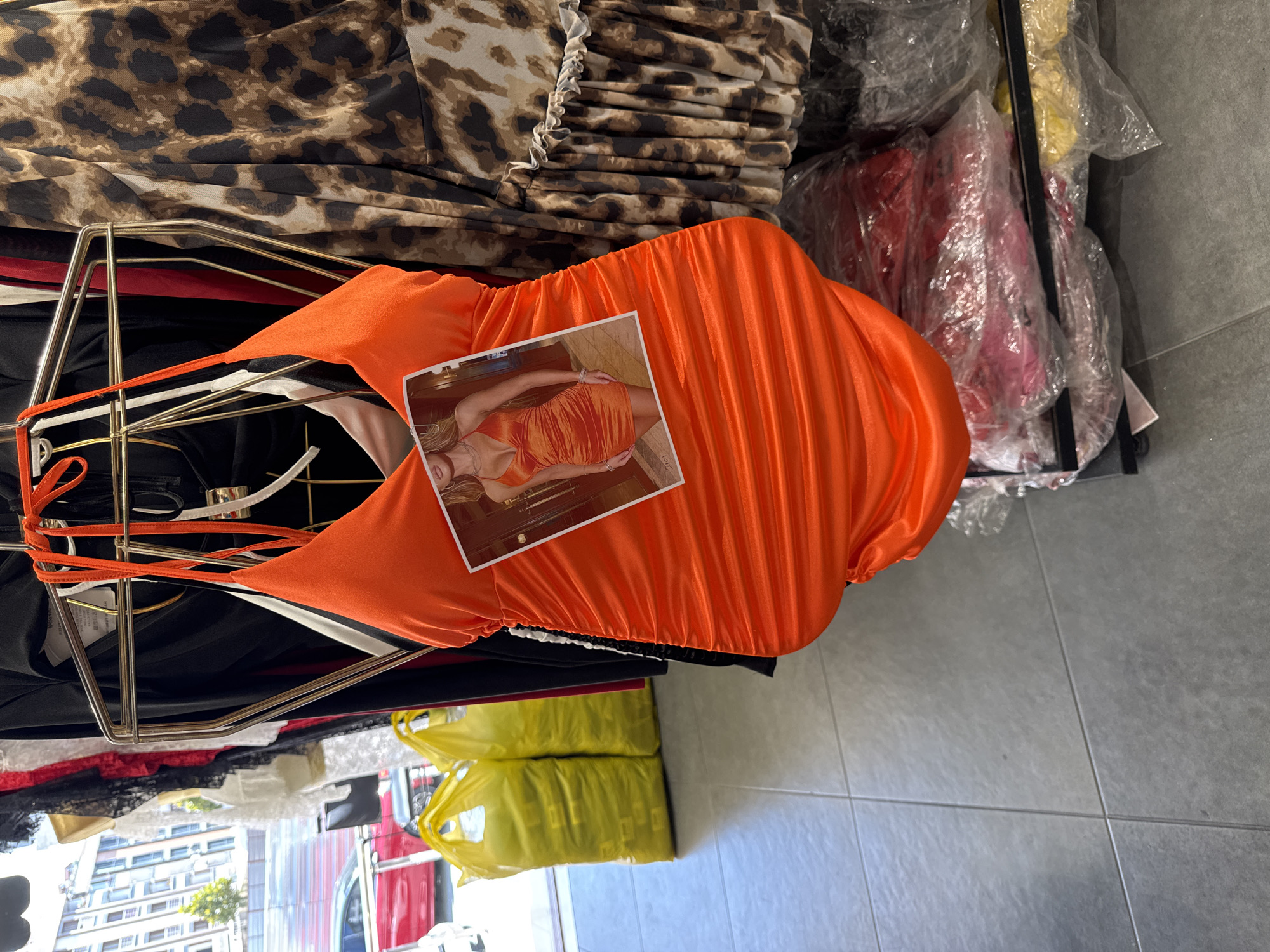 Women's fashion on display at a Güngören clothing store