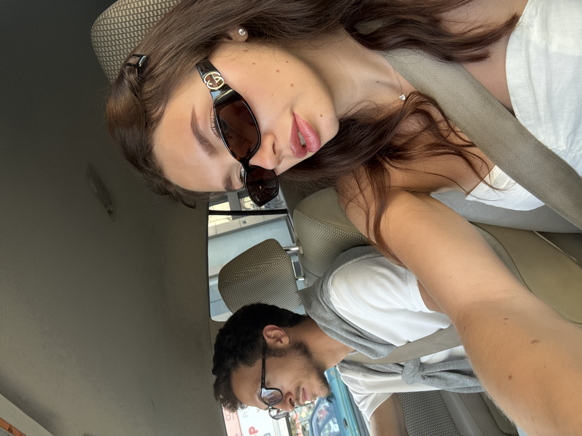 Two people photographed inside car in Larnaca, Cyprus