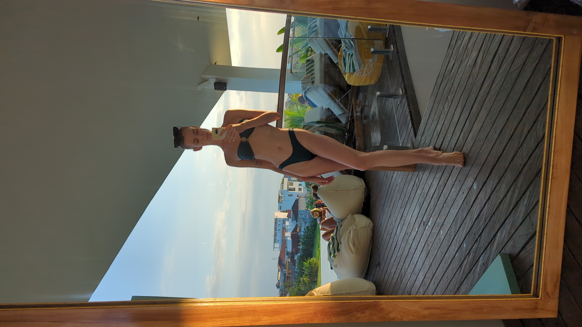 Bali morning: rice paddies, villa pool, and padel in North Kuta