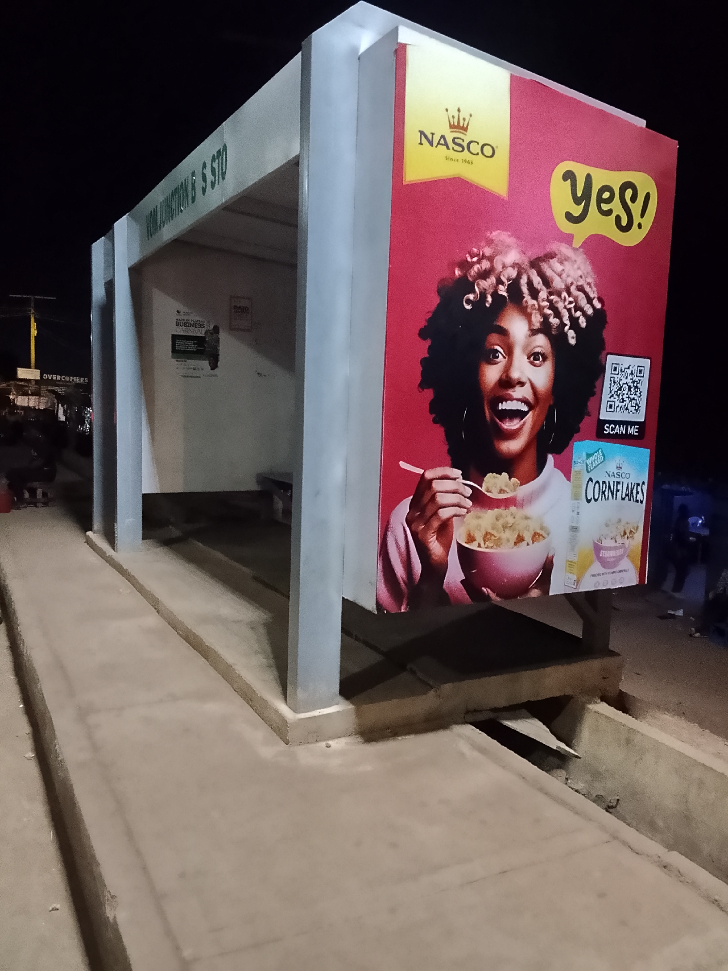 Nighttime transit activity captured at Bukuru bus stop