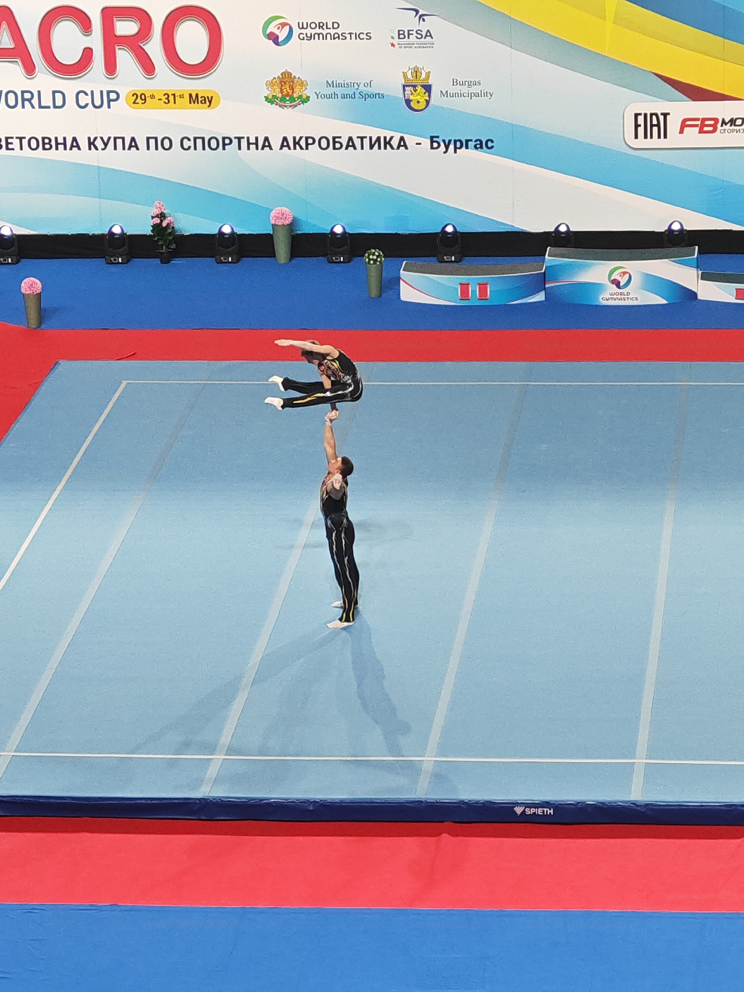 Acrobats perform routine at ACRO World Cup in Burgas