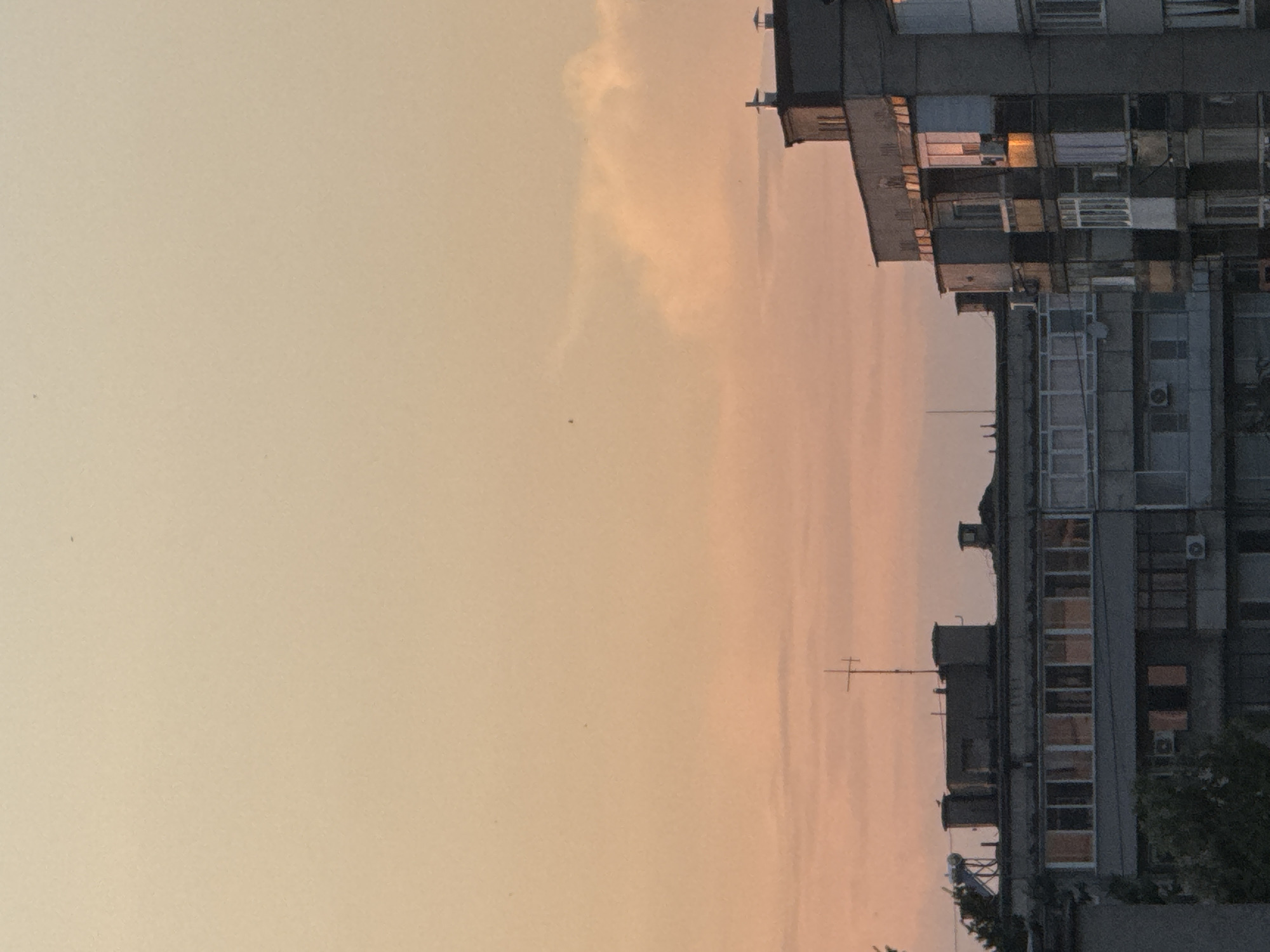 Ruse apartment blocks at golden hour, June evening