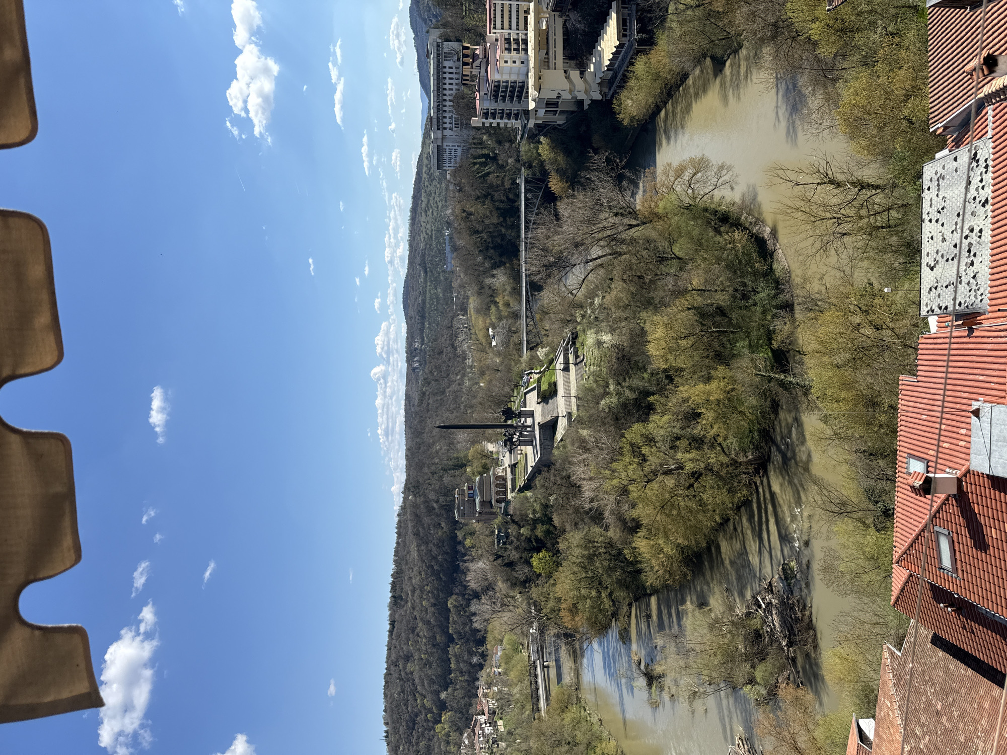 Yantra River view captured from above in Veliko Tarnovo