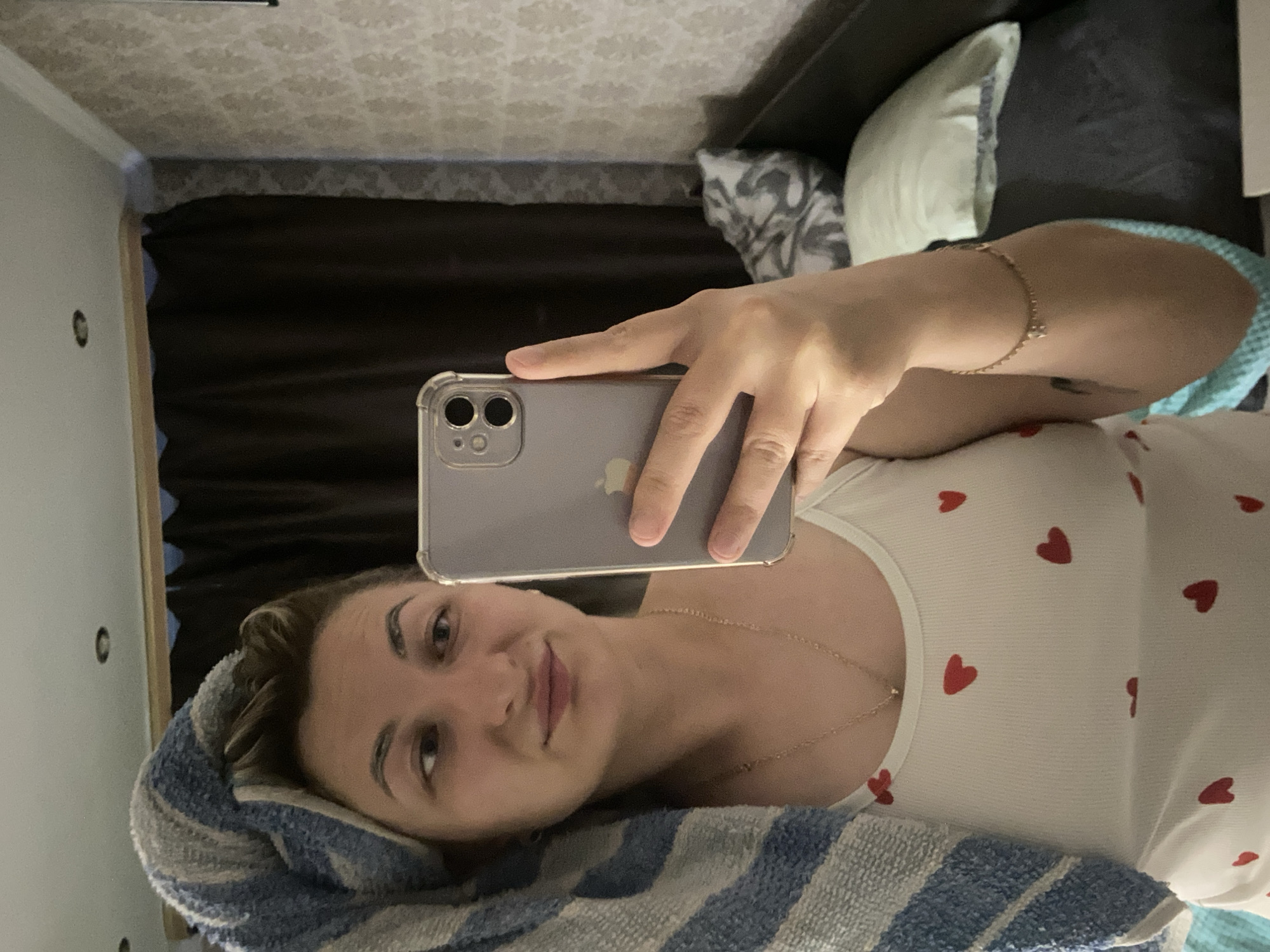 Casual indoor selfies from a bedroom in Prokopyevsk