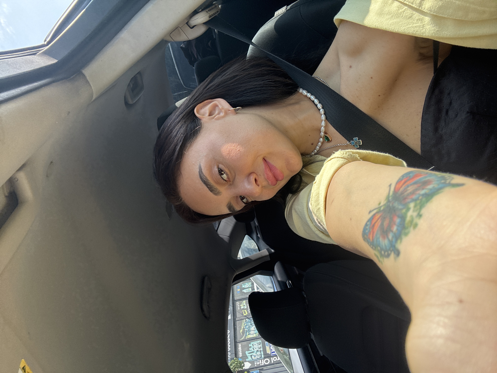 Car selfies and street scenes from a Tbilisi morning