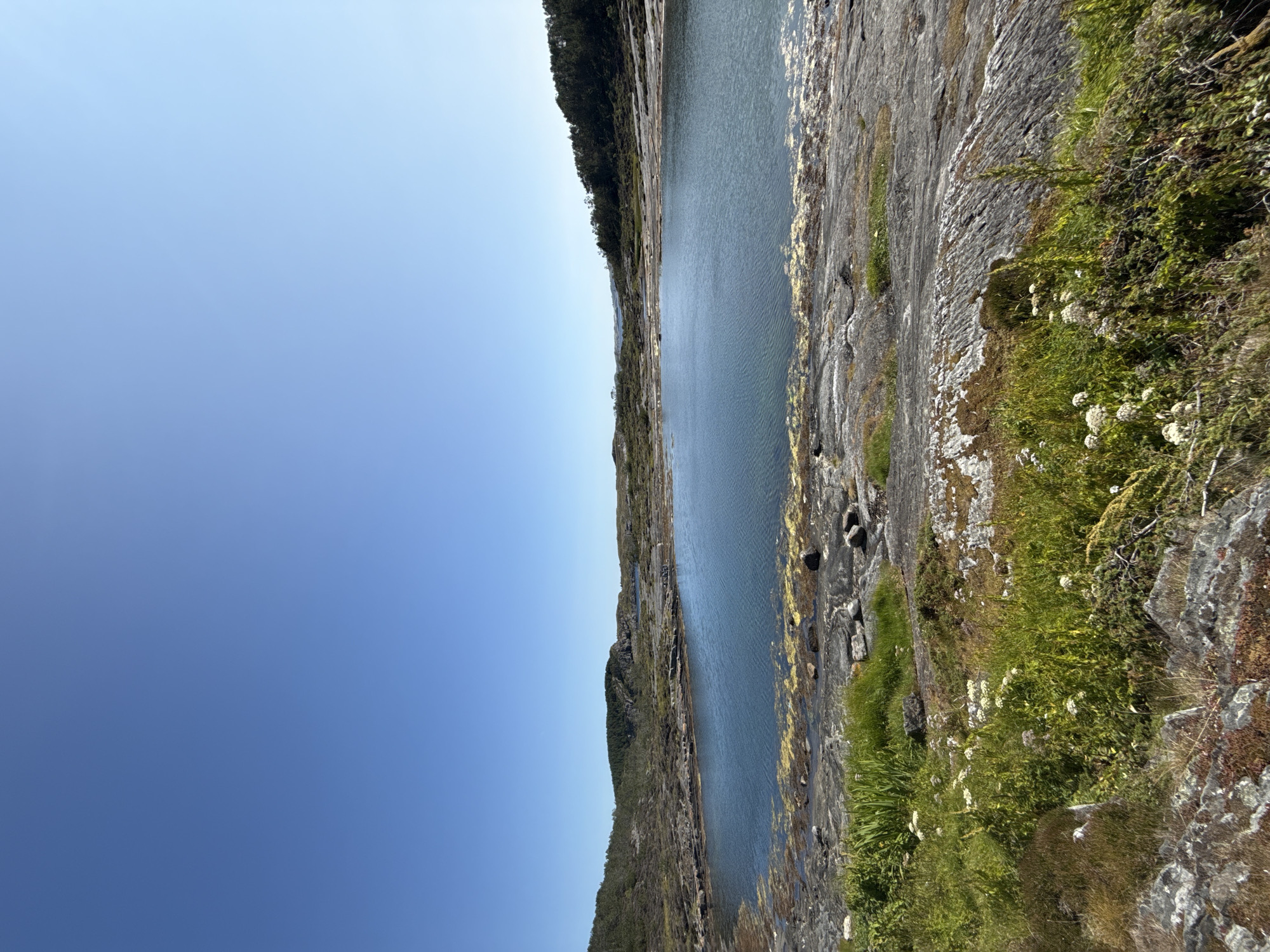 Clear summer day at a lakeside spot in Rong, Norway