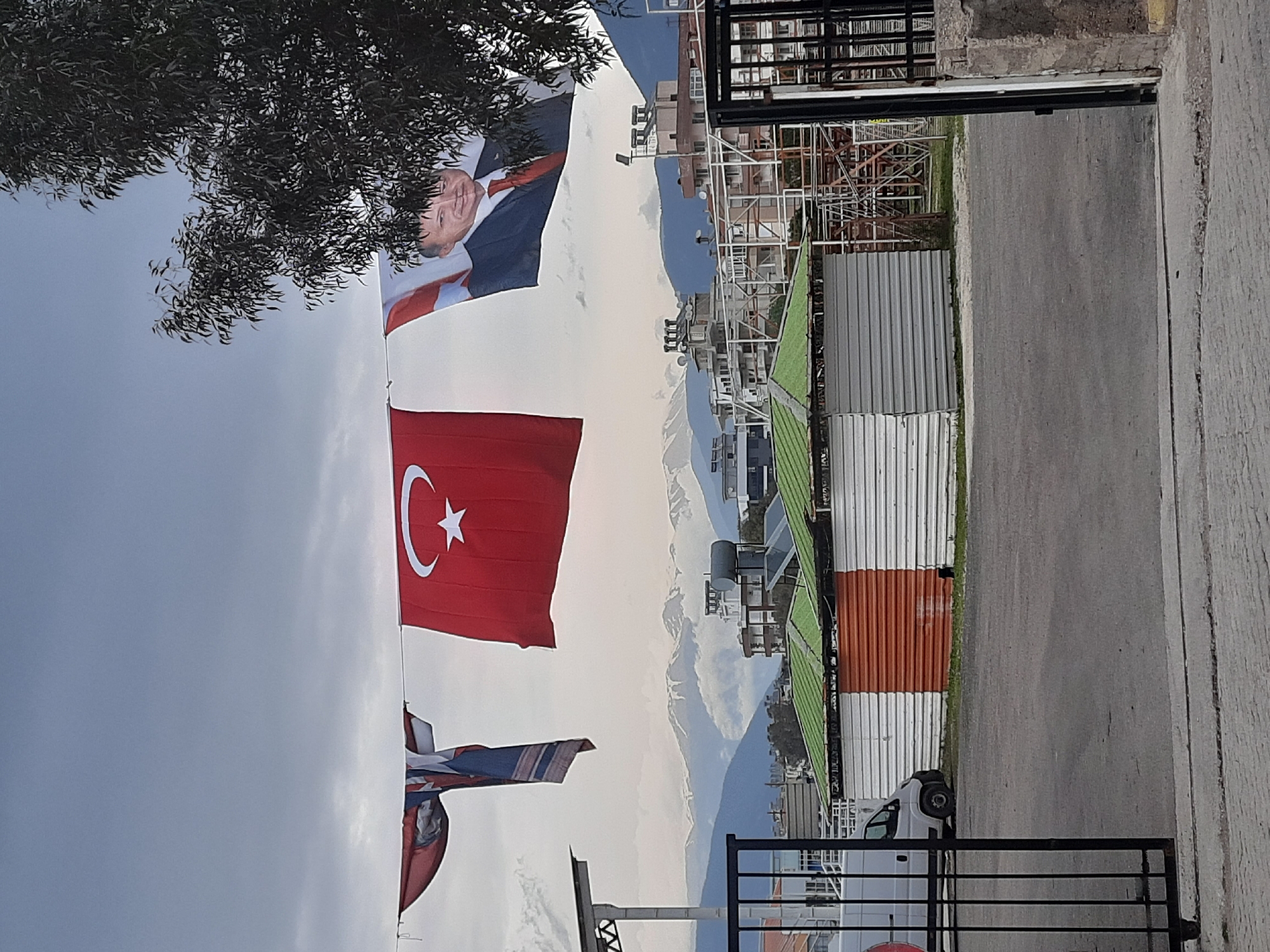 Empty playground and political symbols observed in Finike, Turkey