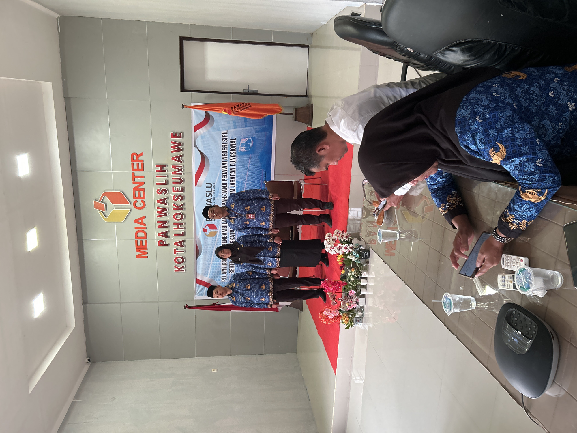 Election oversight media event documented in Lhokseumawe, Indonesia