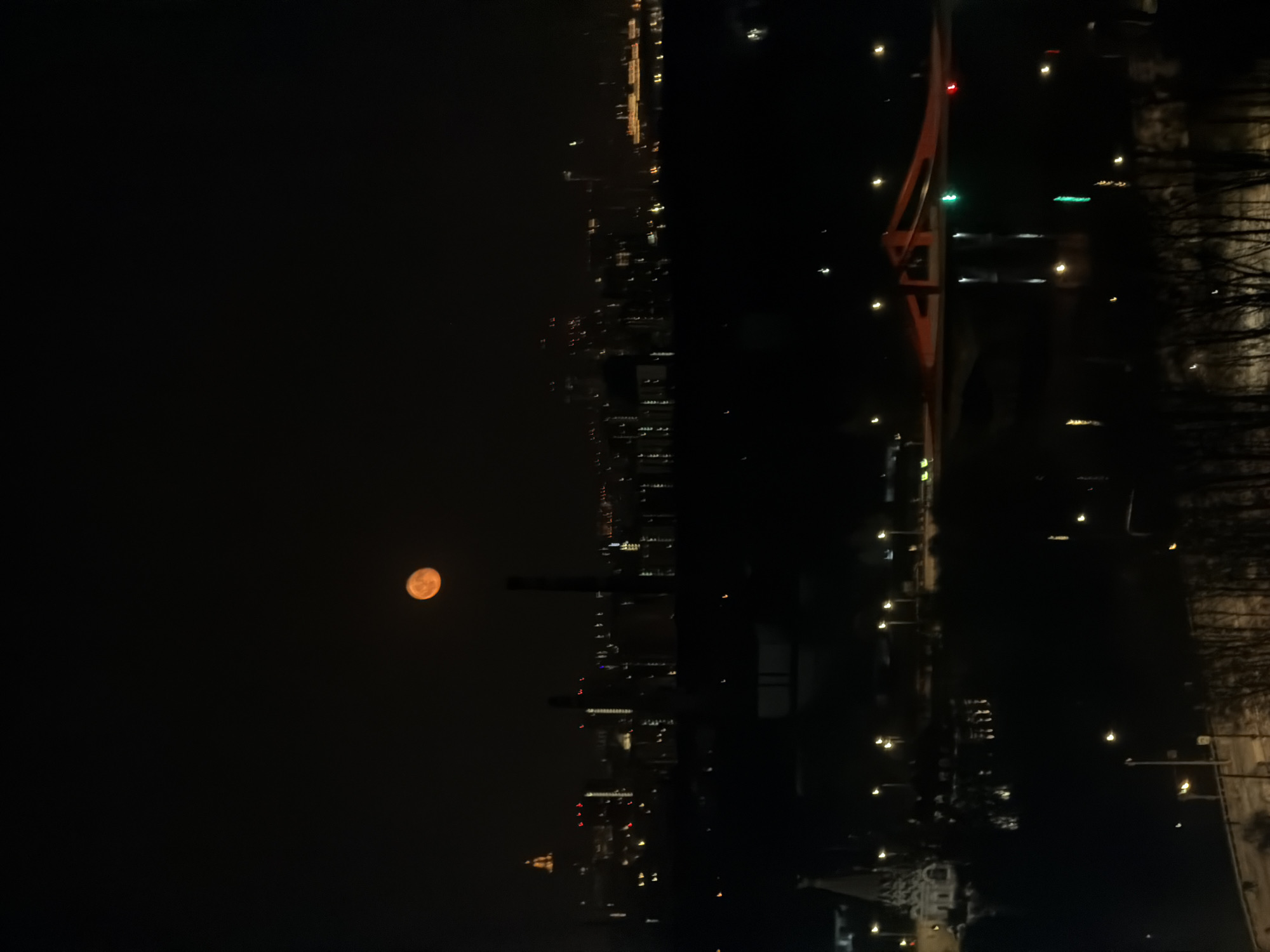 Full moon lights up night sky over Khimki, Russia