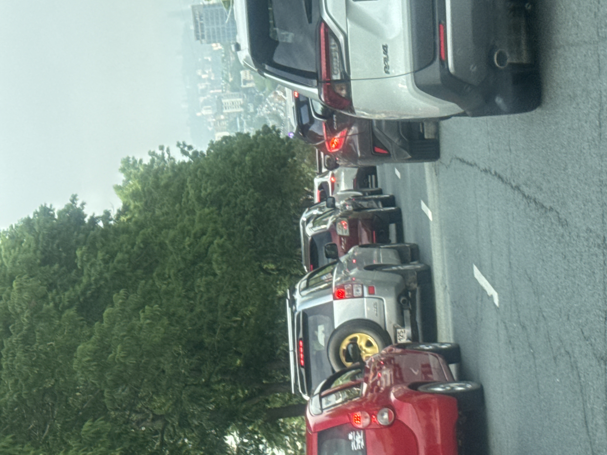 Urban traffic jams documented during evening rush hour delays