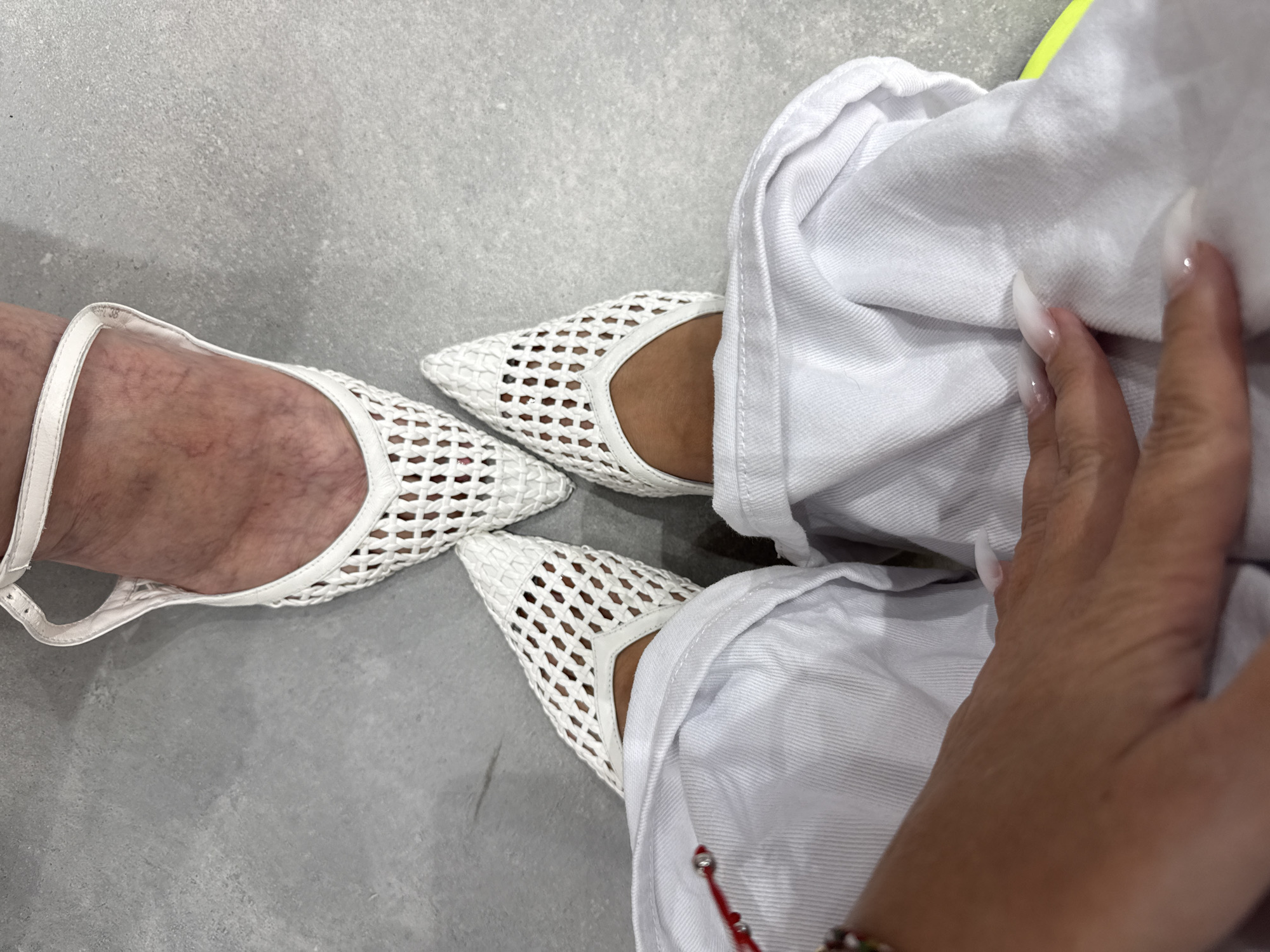 White mesh pointed-toe flats spotted in southern Ukraine